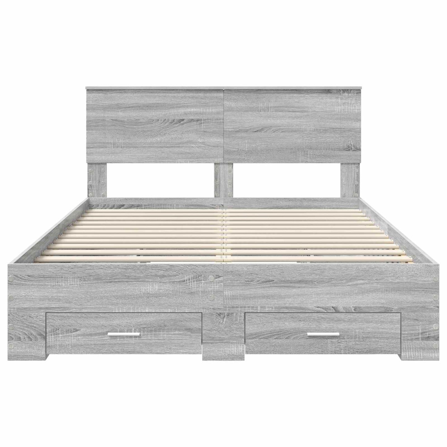 Bedframe met hoofdeinde Grijs Sonoma 140 x 200 cm Bewerkt hout is nu te koop bij PeponiXL, paradijselijk wonen!