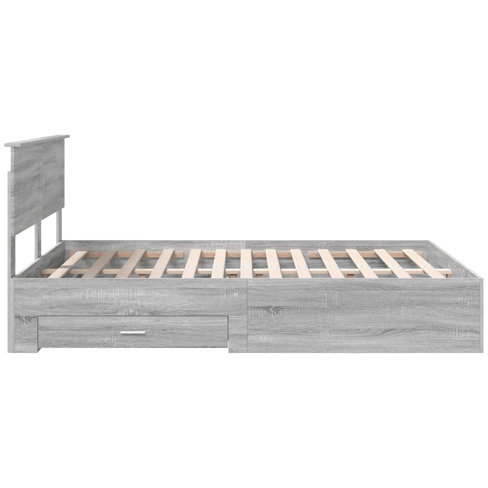 Bedframe met hoofdeinde Grijs Sonoma 140 x 200 cm Bewerkt hout is nu te koop bij PeponiXL, paradijselijk wonen!