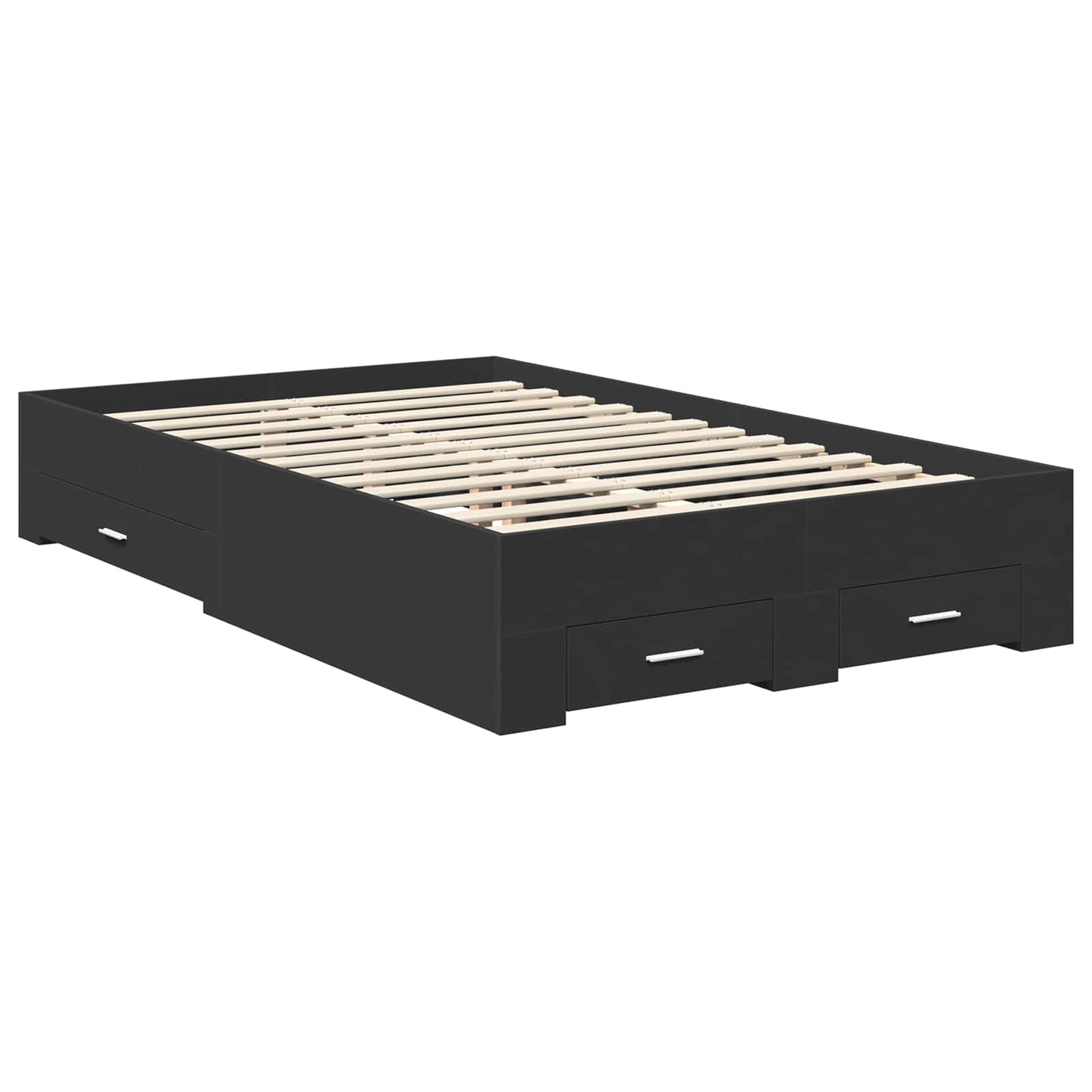 Bedframe met hoofdeinde Zwart 135 x 190 cm Bewerkt hout is nu te koop bij PeponiXL, paradijselijk wonen!