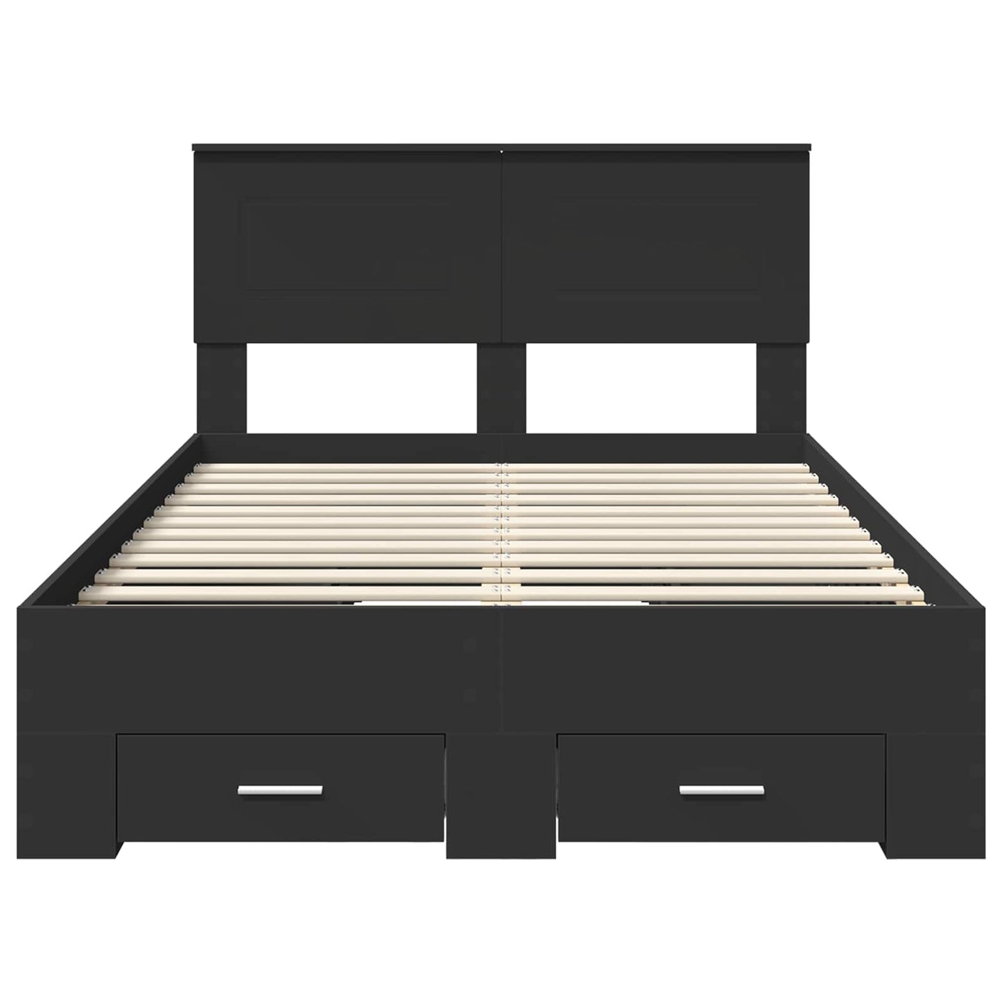 Bedframe met hoofdeinde Zwart 135 x 190 cm Bewerkt hout is nu te koop bij PeponiXL, paradijselijk wonen!