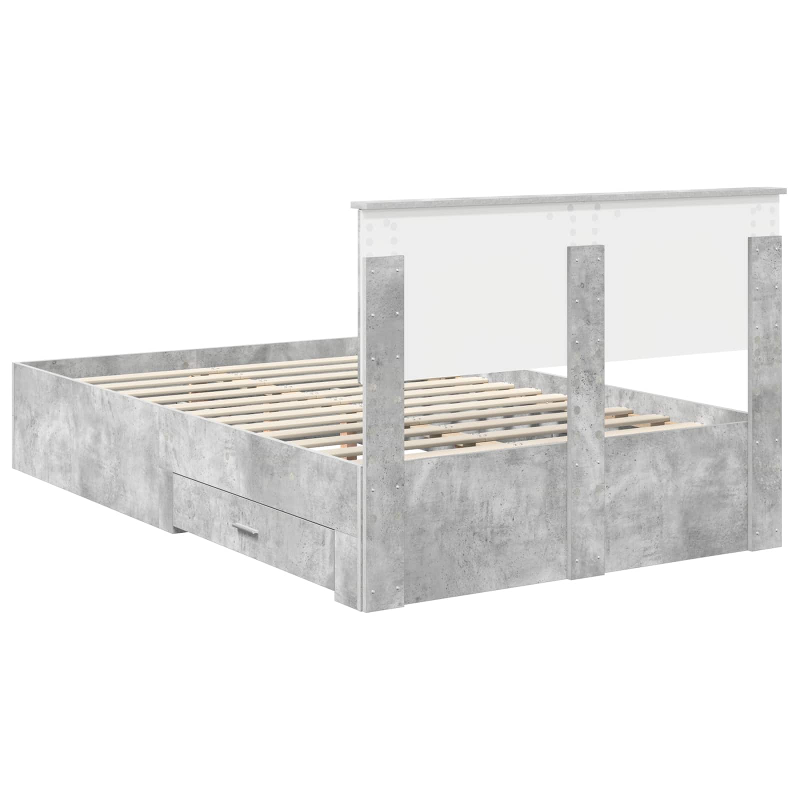 Bedframe met hoofdeinde Beton Grijs 135 x 190 cm Bewerkt hout is nu te koop bij PeponiXL, paradijselijk wonen!