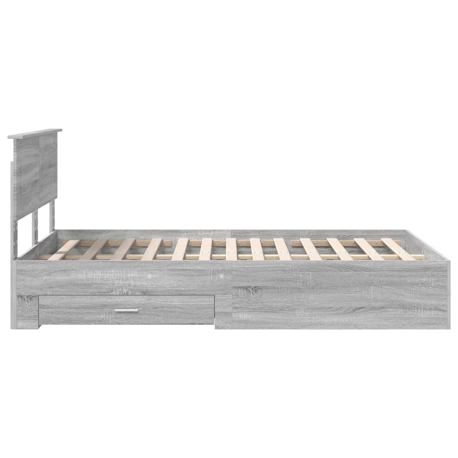 Bedframe met hoofdeinde Grijs Sonoma 120 x 190 cm Bewerkt hout is nu te koop bij PeponiXL, paradijselijk wonen!