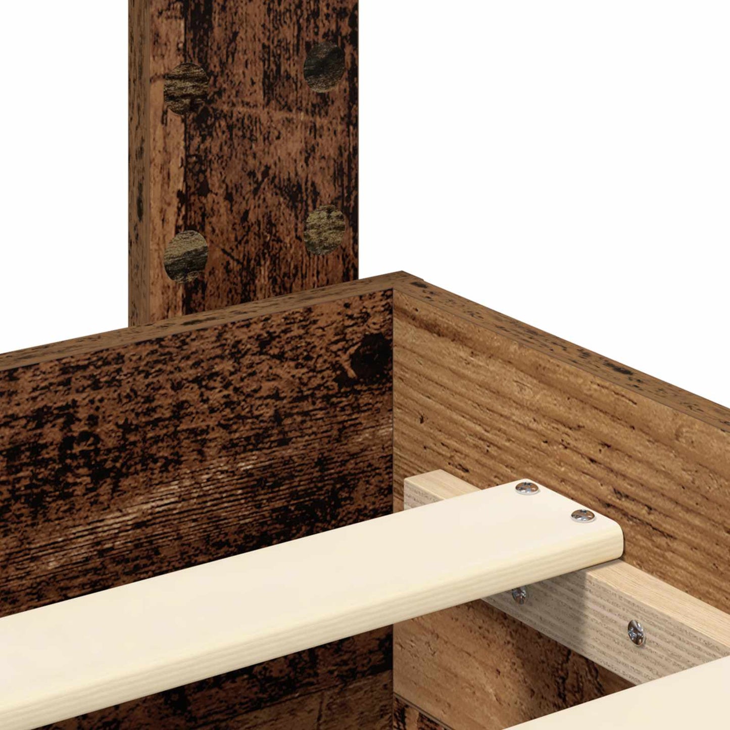 Bedframe met hoofdeinde Oudhout 120 x 190 cm Bewerkt hout is nu te koop bij PeponiXL, paradijselijk wonen!