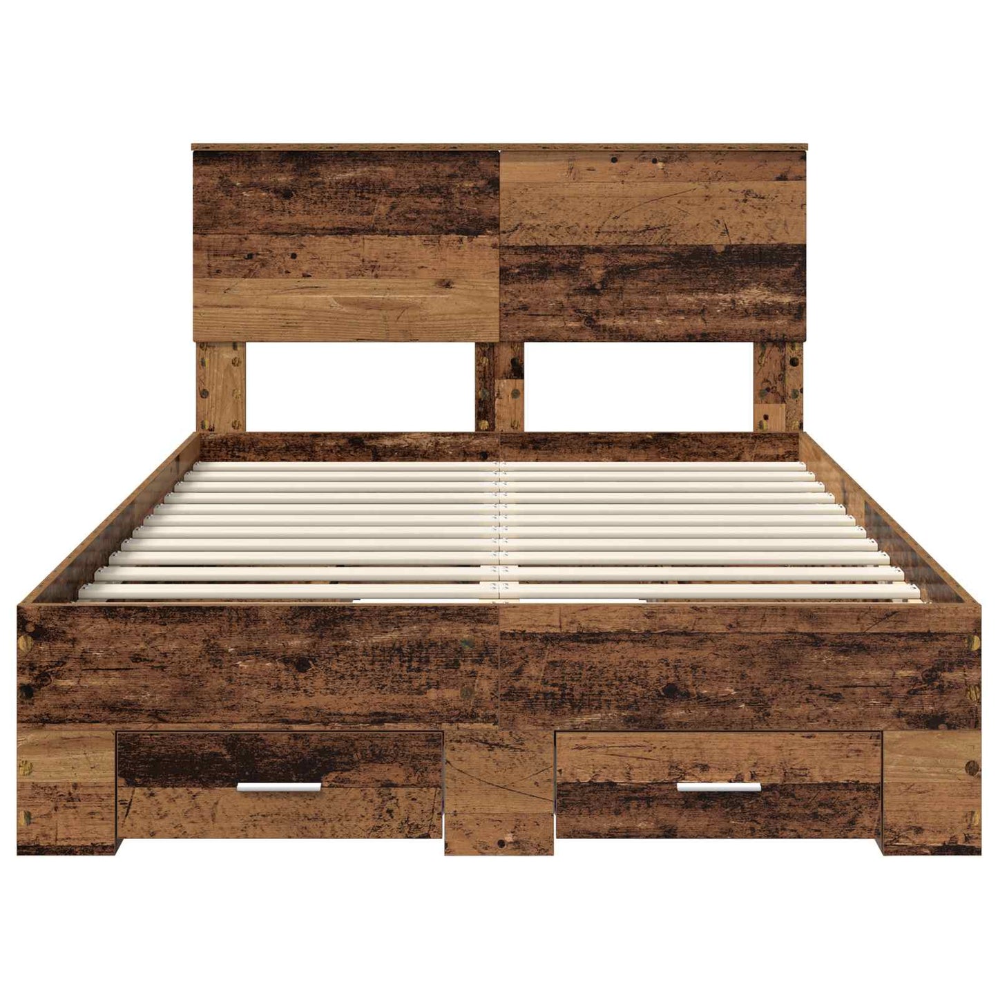 Bedframe met hoofdeinde Oudhout 120 x 190 cm Bewerkt hout is nu te koop bij PeponiXL, paradijselijk wonen!