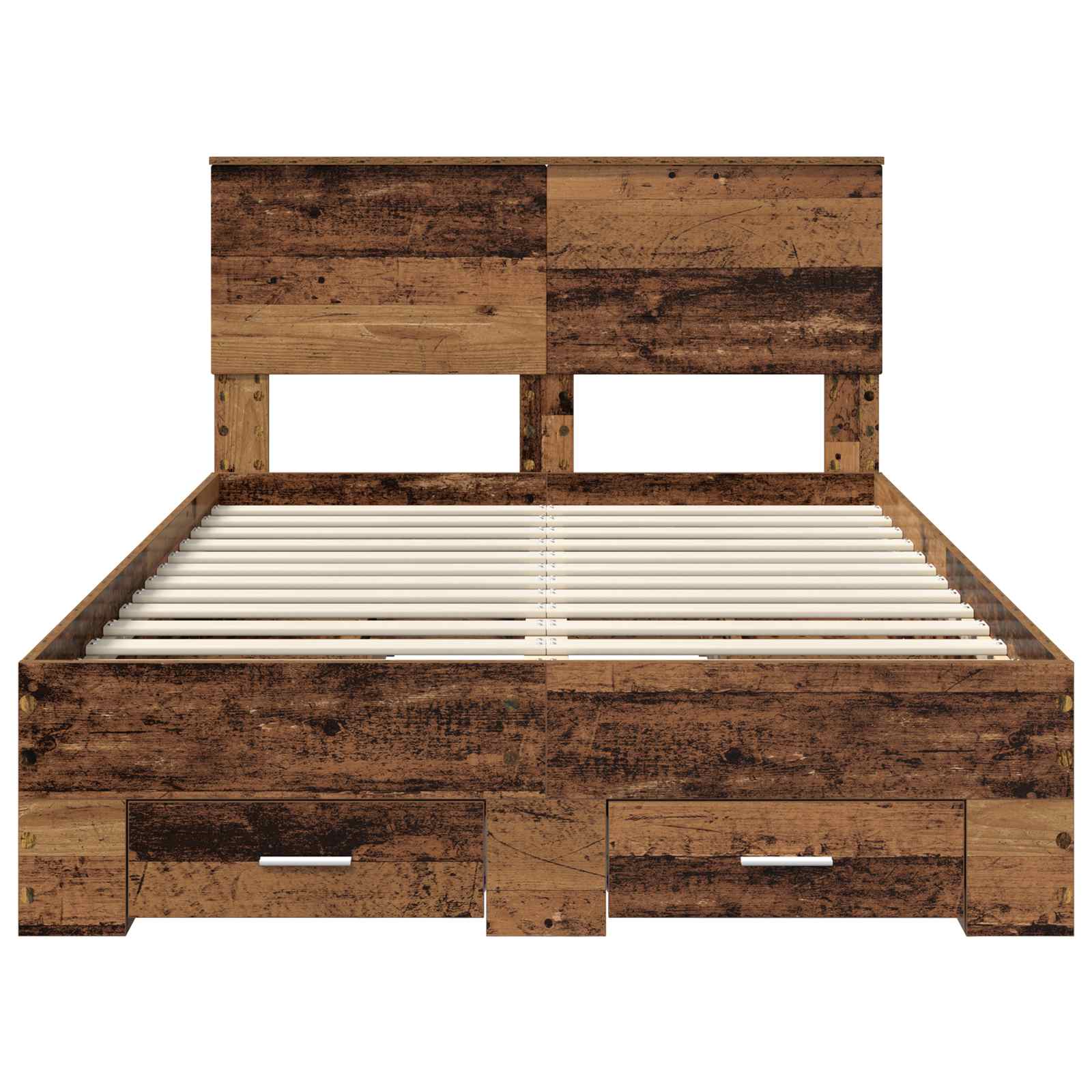 Bedframe met hoofdeinde Oudhout 120 x 190 cm Bewerkt hout is nu te koop bij PeponiXL, paradijselijk wonen!