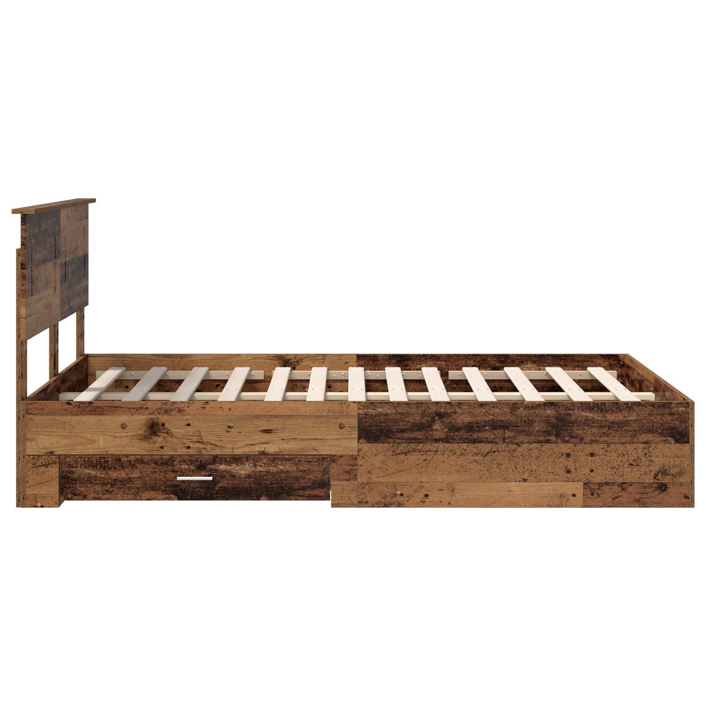 Bedframe met hoofdeinde Oudhout 120 x 190 cm Bewerkt hout is nu te koop bij PeponiXL, paradijselijk wonen!
