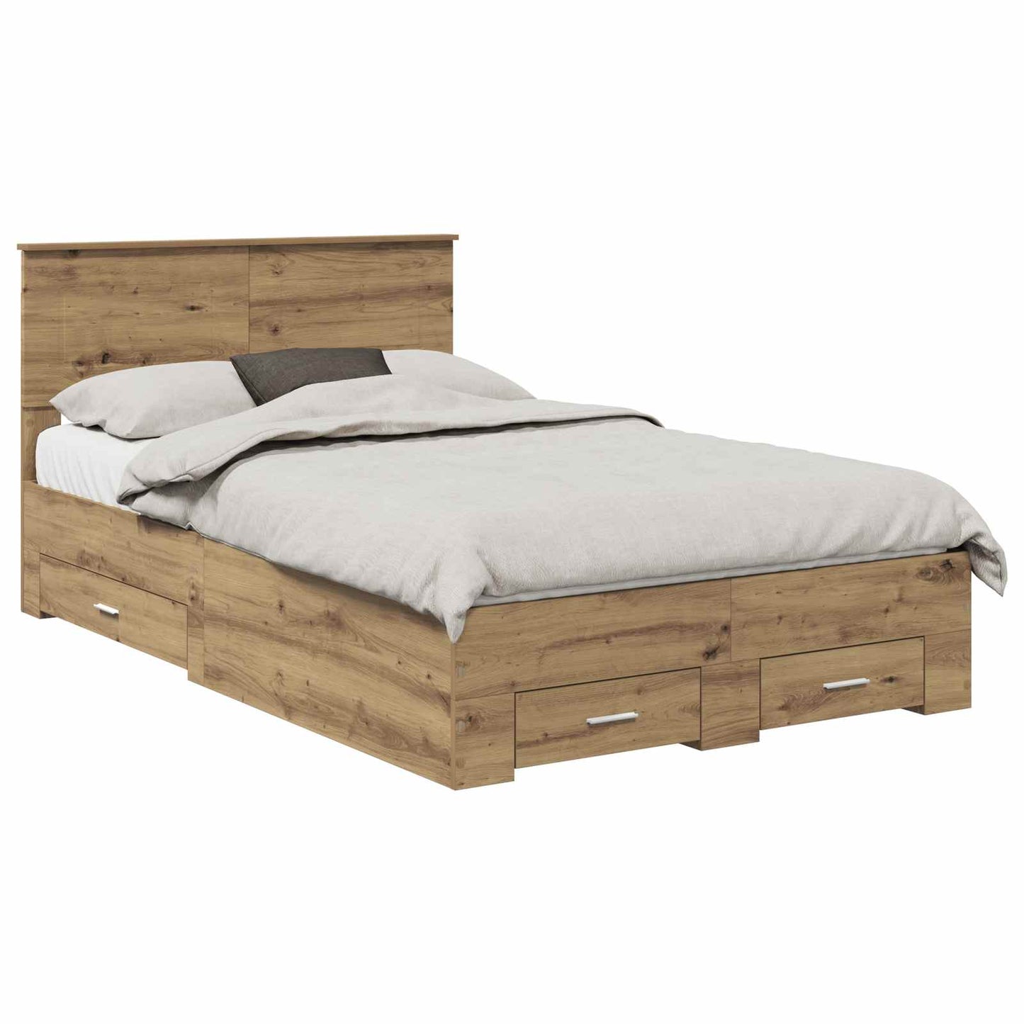 Bedframe met hoofdeinde Artisan Eiken 120 x 190 cm Bewerkt hout is nu te koop bij PeponiXL, paradijselijk wonen!