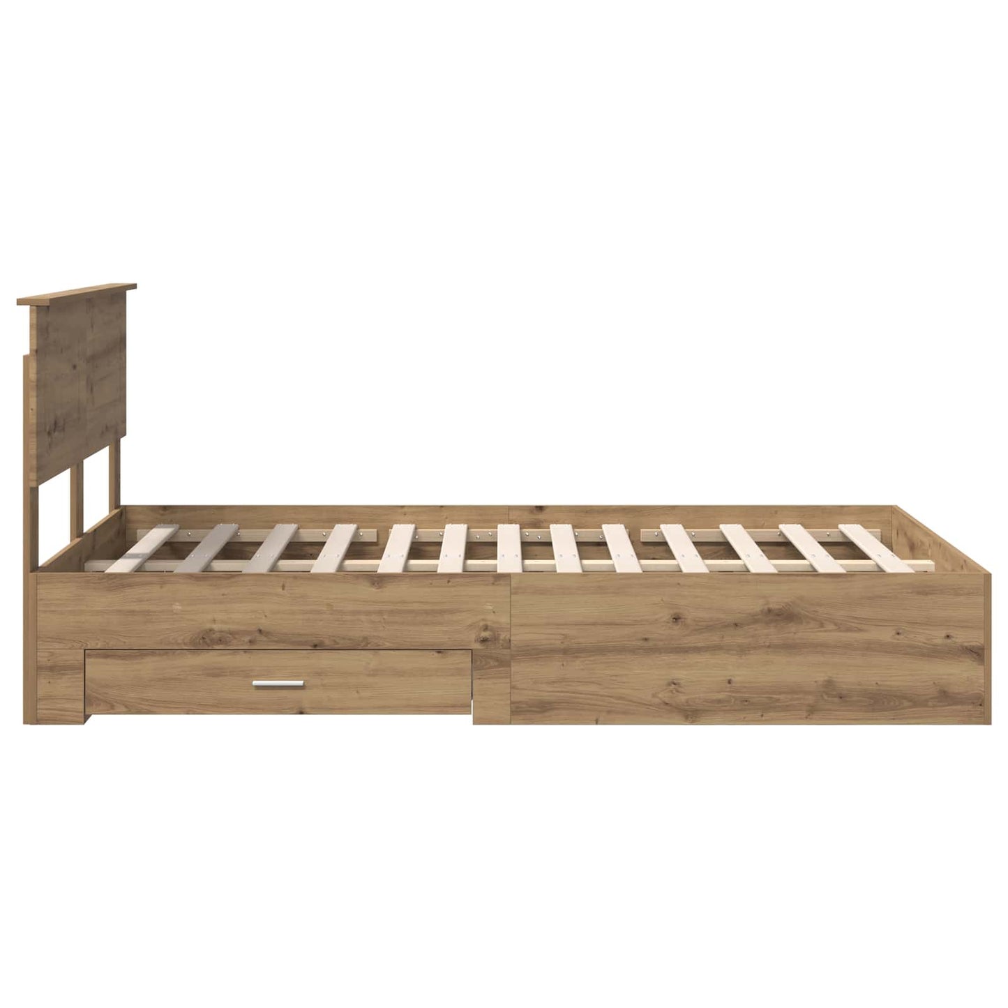 Bedframe met hoofdeinde Artisan Eiken 120 x 190 cm Bewerkt hout is nu te koop bij PeponiXL, paradijselijk wonen!