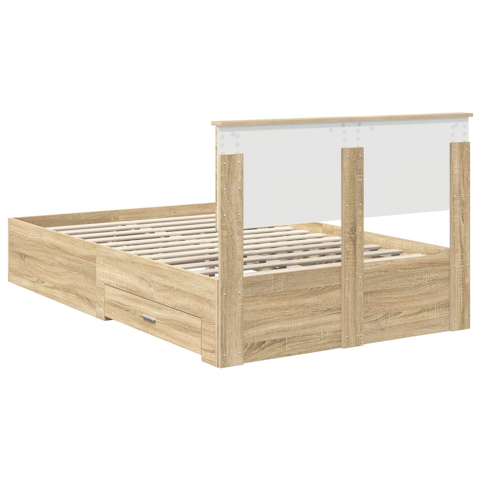 Bedframe met hoofdeinde Sonoma Eiken 120 x 200 cm Bewerkt hout is nu te koop bij PeponiXL, paradijselijk wonen!