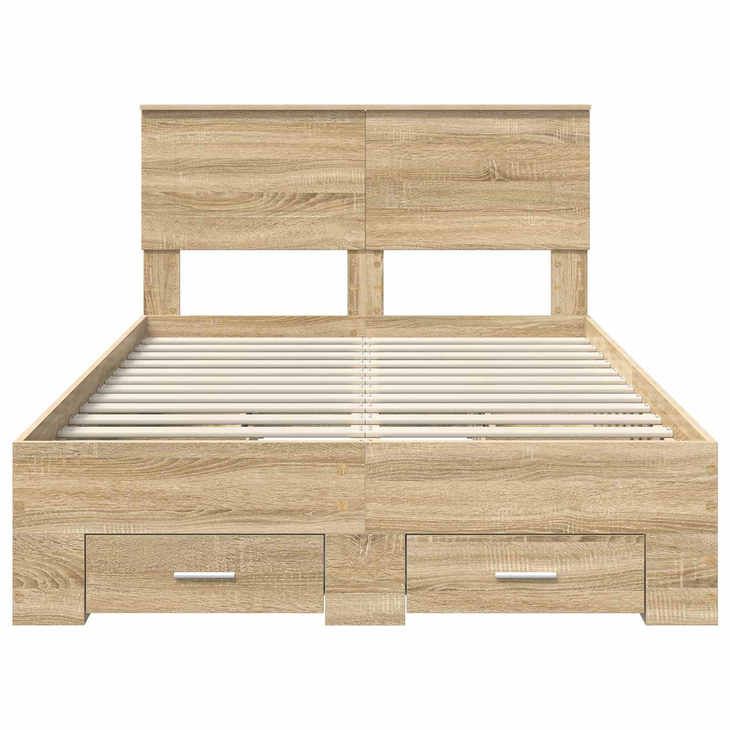 Bedframe met hoofdeinde Sonoma Eiken 120 x 200 cm Bewerkt hout is nu te koop bij PeponiXL, paradijselijk wonen!
