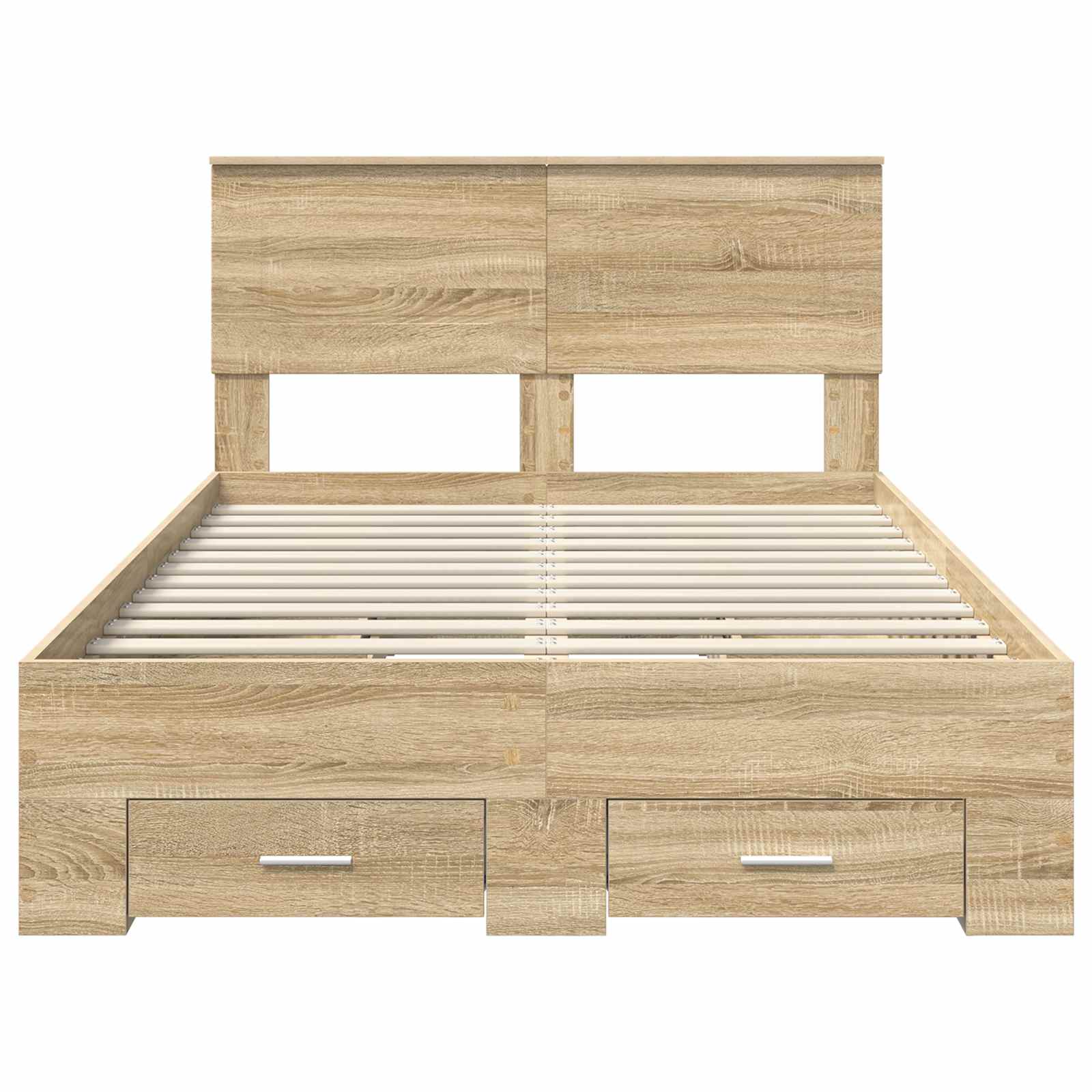 Bedframe met hoofdeinde Sonoma Eiken 120 x 200 cm Bewerkt hout is nu te koop bij PeponiXL, paradijselijk wonen!