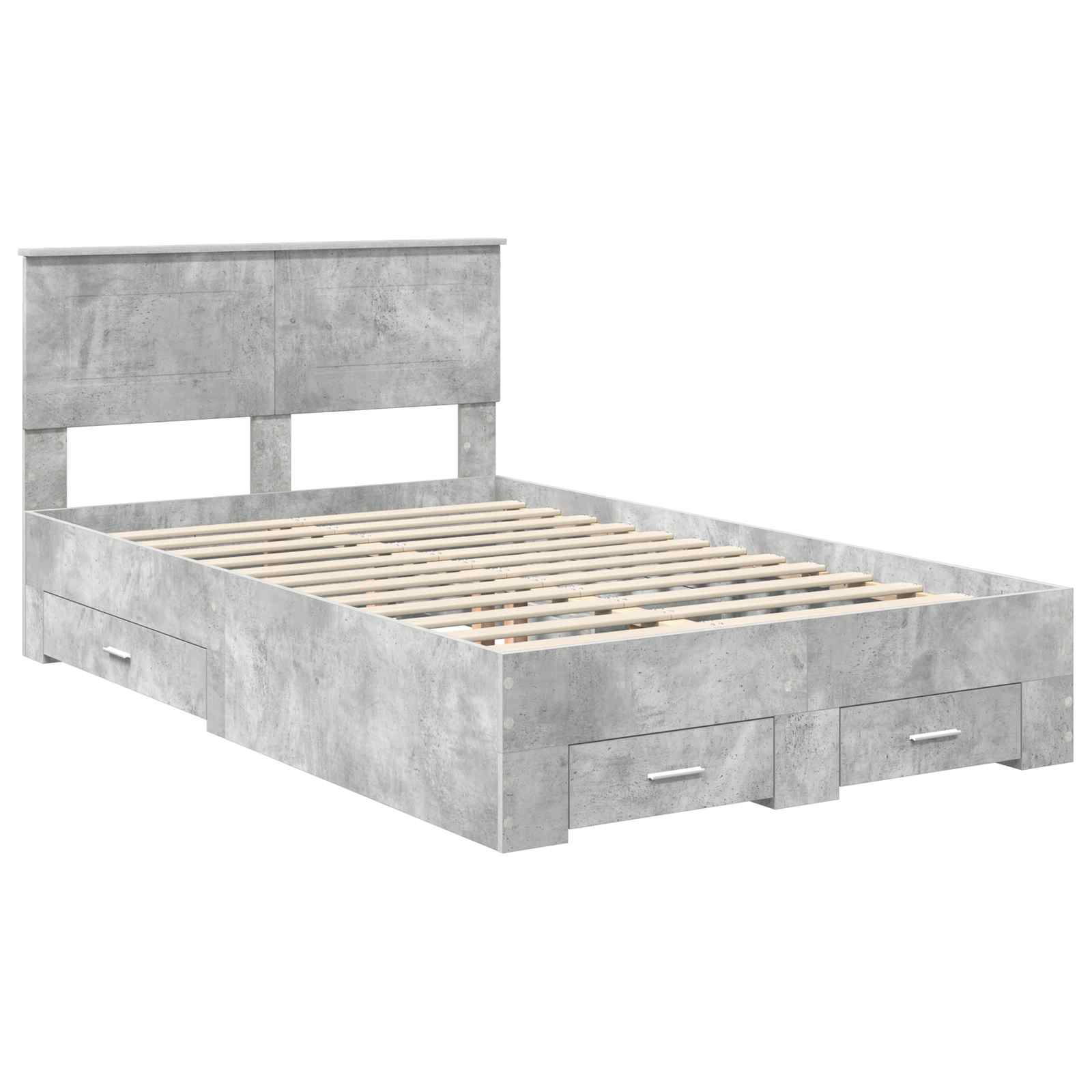 Bedframe met hoofdeinde Beton Grijs 120 x 200 cm Bewerkt hout is nu te koop bij PeponiXL, paradijselijk wonen!