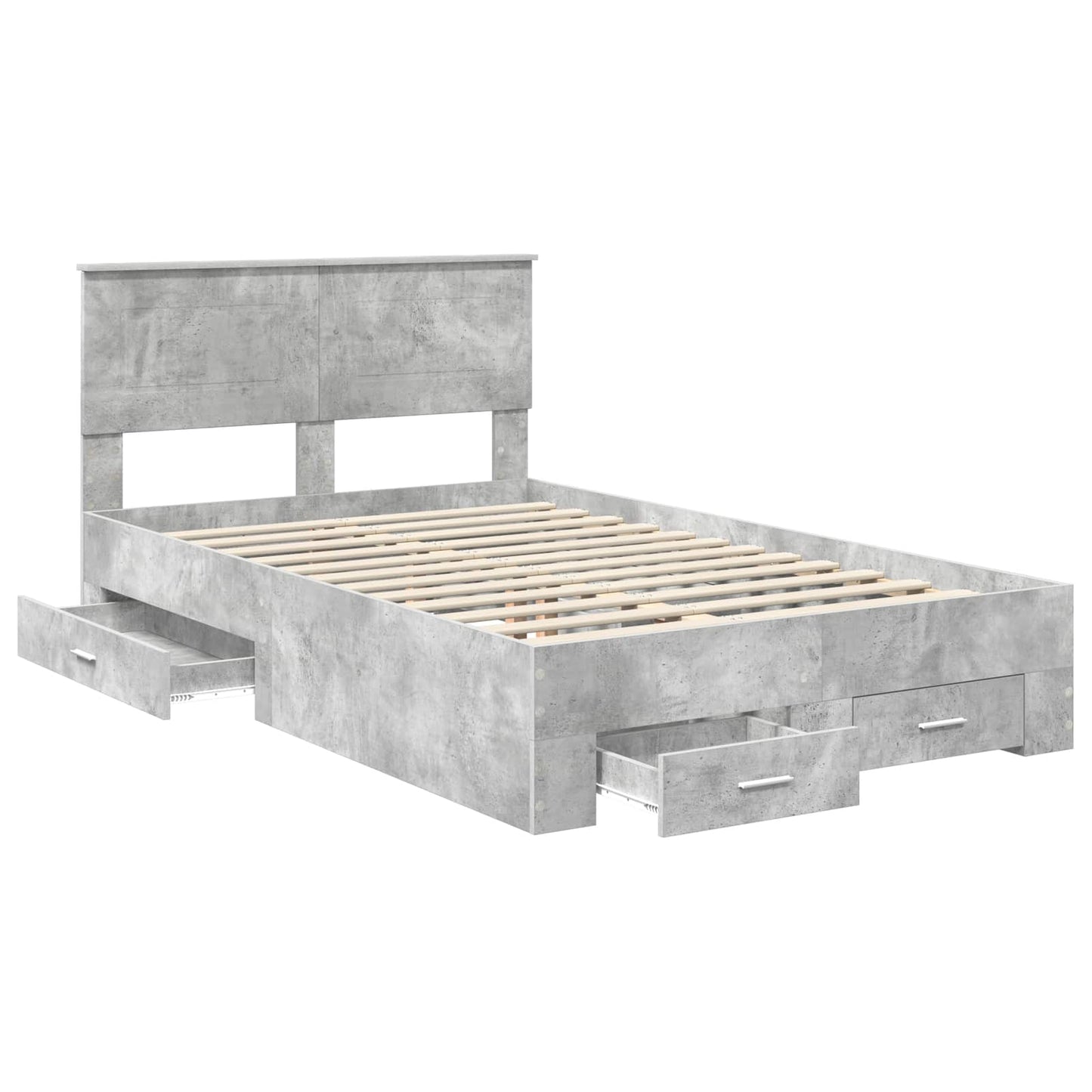 Bedframe met hoofdeinde Beton Grijs 120 x 200 cm Bewerkt hout is nu te koop bij PeponiXL, paradijselijk wonen!