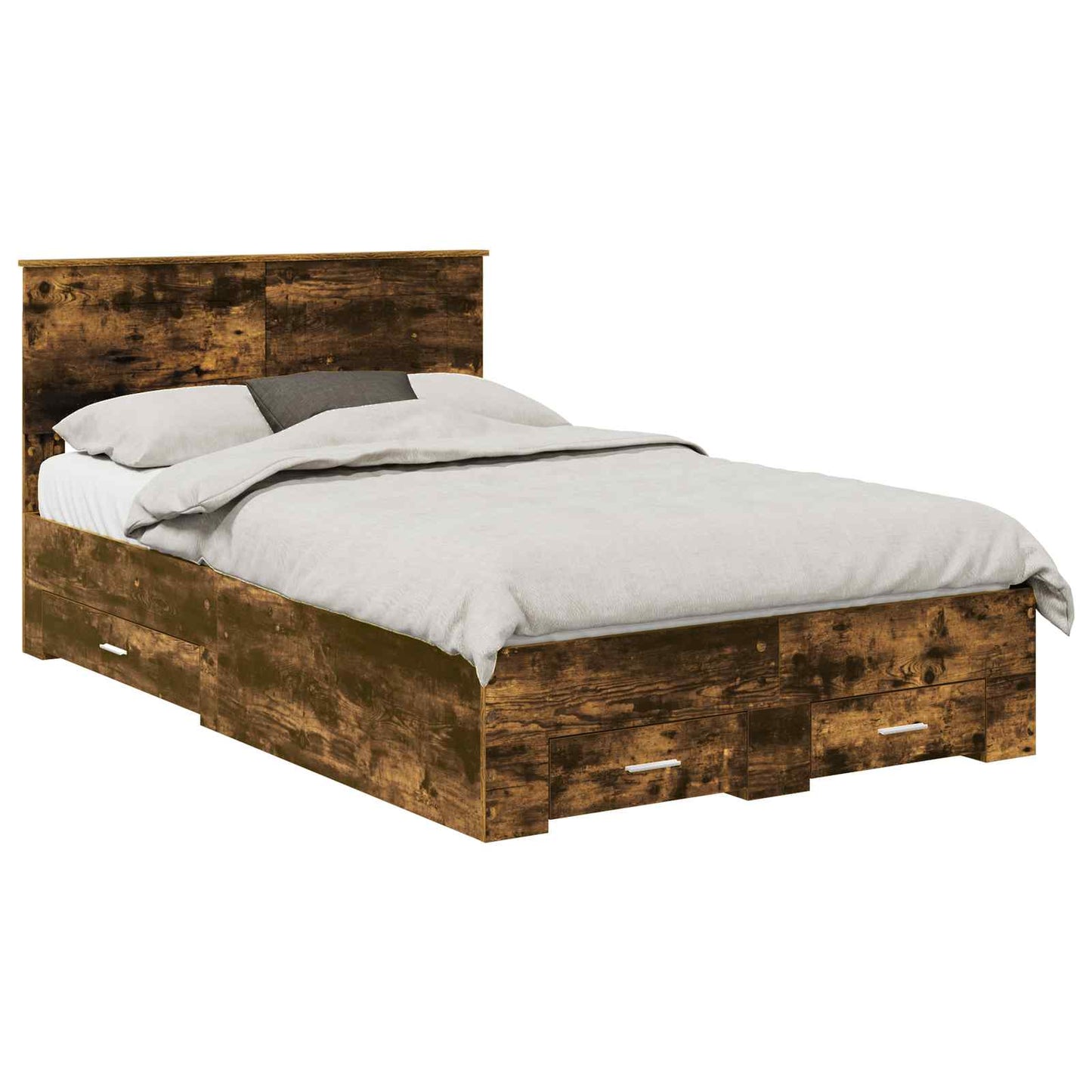 Bedframe met hoofdeinde Gerookt eiken 120 x 200 cm Bewerkt hout is nu te koop bij PeponiXL, paradijselijk wonen!