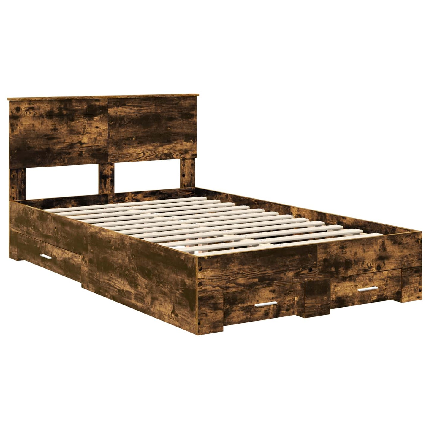 Bedframe met hoofdeinde Gerookt eiken 120 x 200 cm Bewerkt hout is nu te koop bij PeponiXL, paradijselijk wonen!