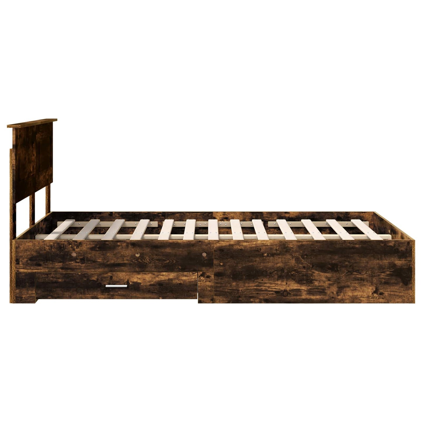 Bedframe met hoofdeinde Gerookt eiken 120 x 200 cm Bewerkt hout is nu te koop bij PeponiXL, paradijselijk wonen!