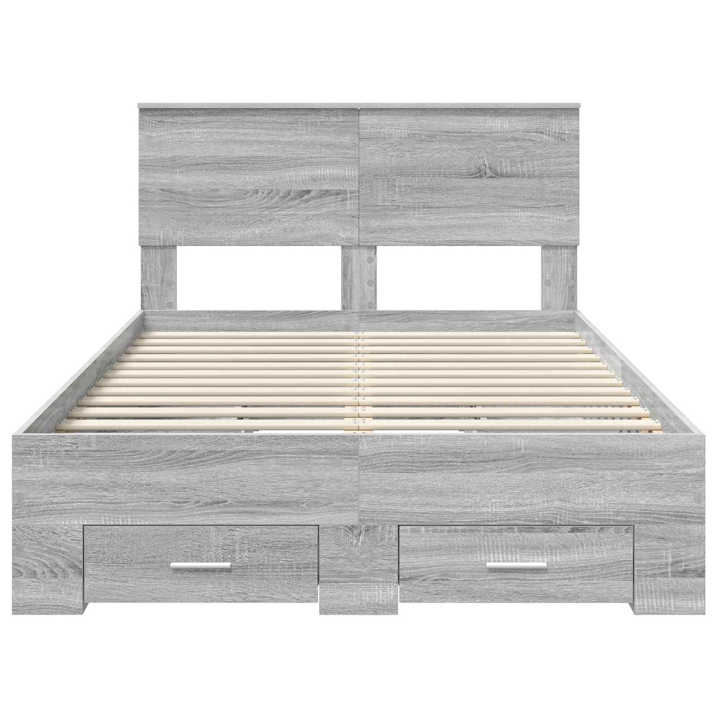 Bedframe met hoofdeinde Grijs Sonoma 120 x 200 cm Bewerkt hout is nu te koop bij PeponiXL, paradijselijk wonen!