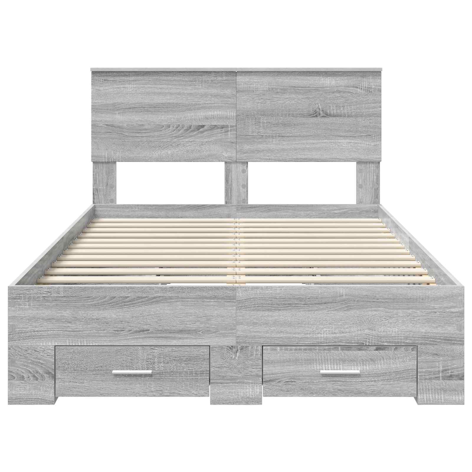 Bedframe met hoofdeinde Grijs Sonoma 120 x 200 cm Bewerkt hout is nu te koop bij PeponiXL, paradijselijk wonen!