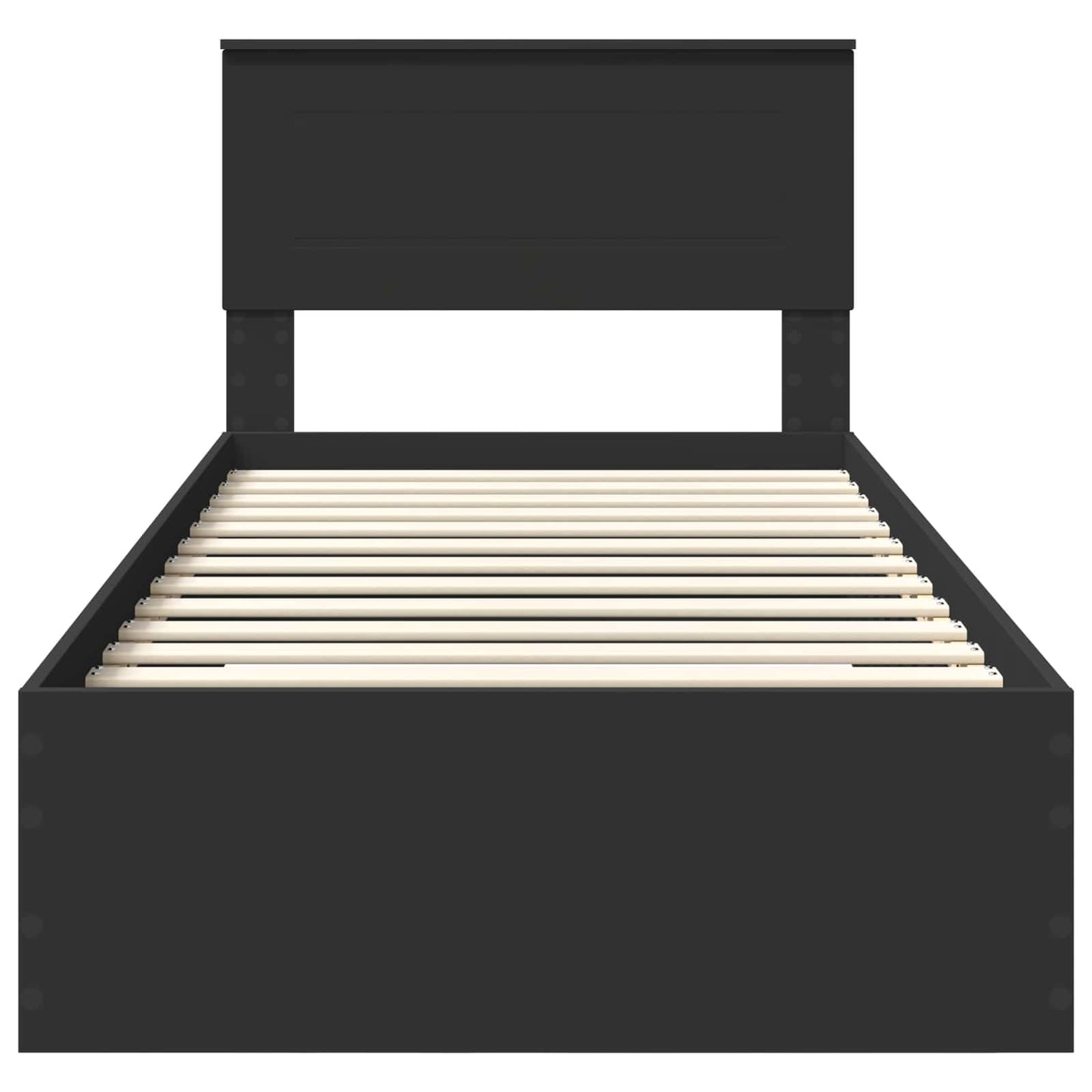 Bedframe met lade Zwart en Zilver 100 x 200 cm Bewerkt hout is nu te koop bij PeponiXL, paradijselijk wonen!