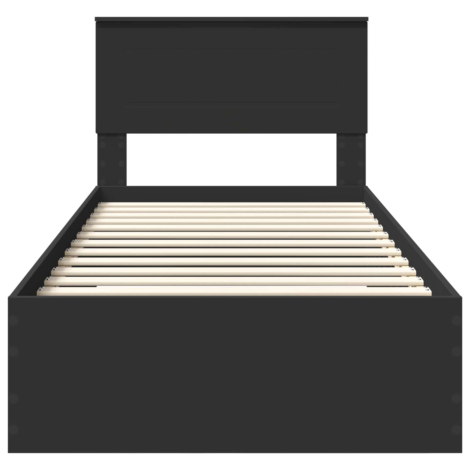 Bedframe met lade Zwart en Zilver 100 x 200 cm Bewerkt hout is nu te koop bij PeponiXL, paradijselijk wonen!