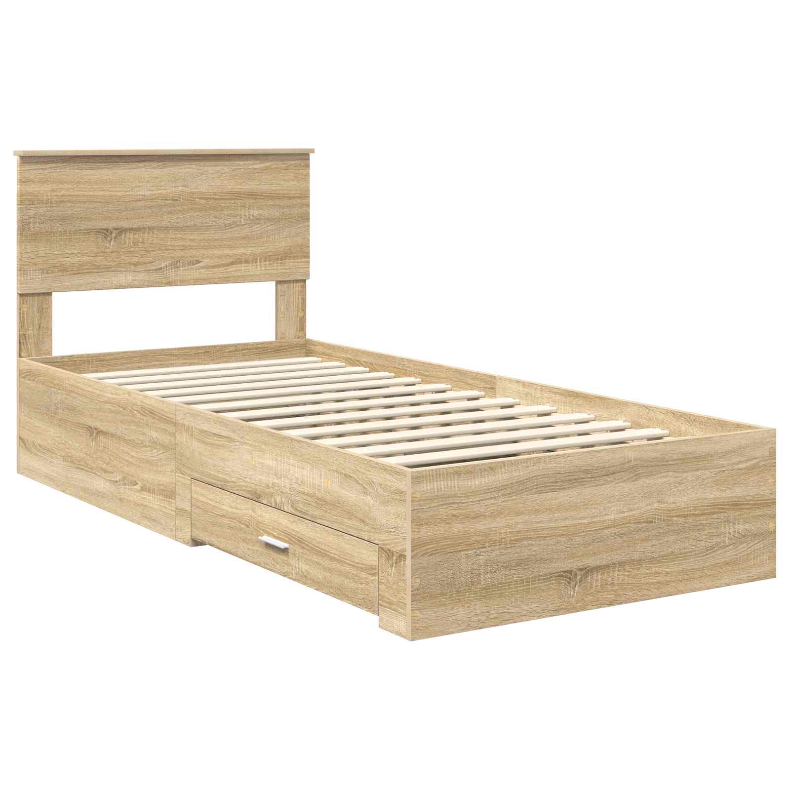 Bedframe met hoofdeinde Sonoma Eiken 100 x 200 cm Bewerkt hout is nu te koop bij PeponiXL, paradijselijk wonen!