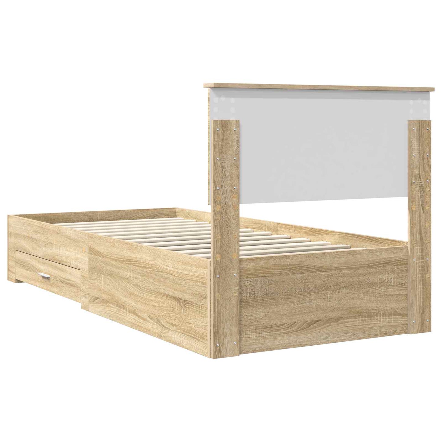 Bedframe met hoofdeinde Sonoma Eiken 100 x 200 cm Bewerkt hout is nu te koop bij PeponiXL, paradijselijk wonen!