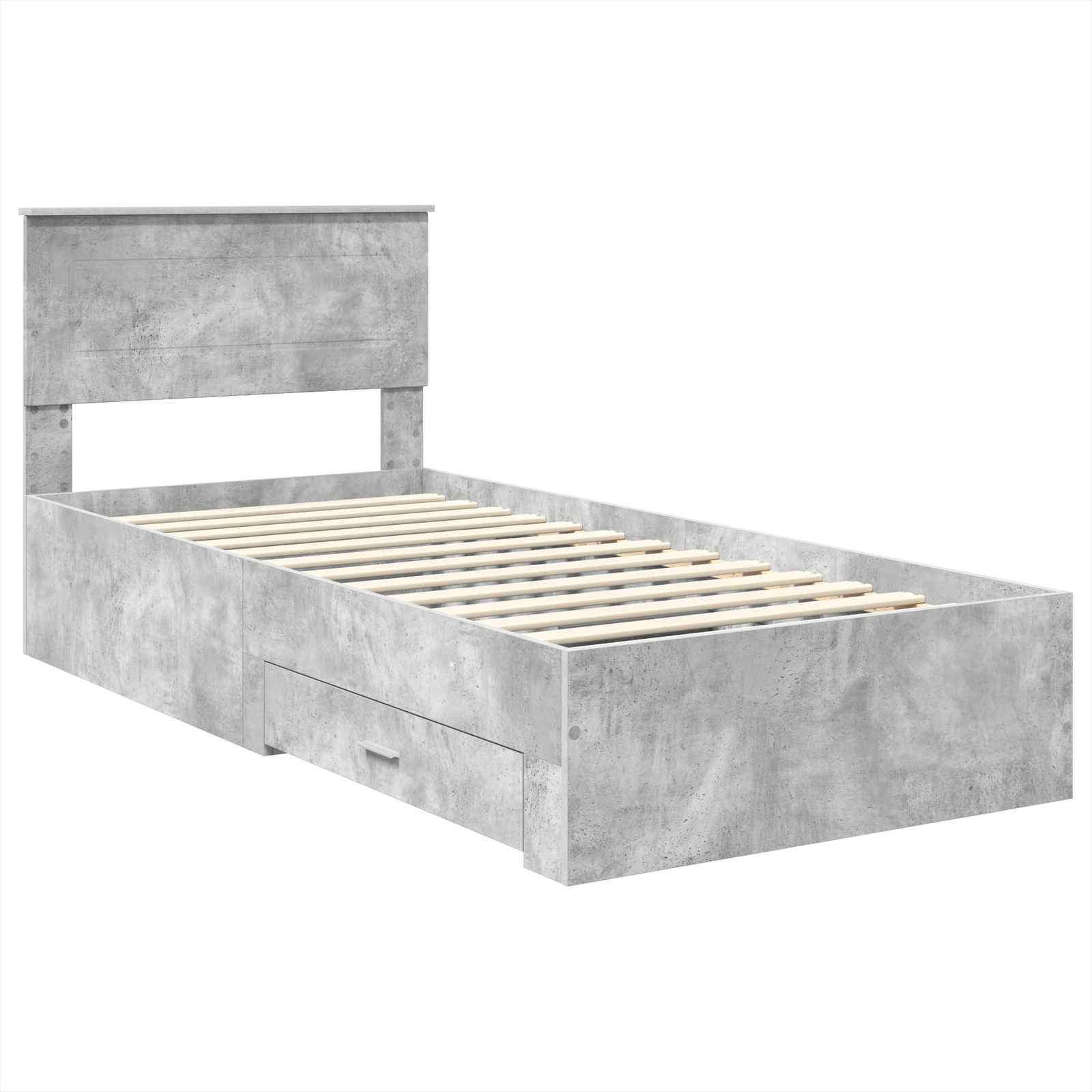 Bedframe met hoofdeinde Beton Grijs 100 x 200 cm Bewerkt hout is nu te koop bij PeponiXL, paradijselijk wonen!