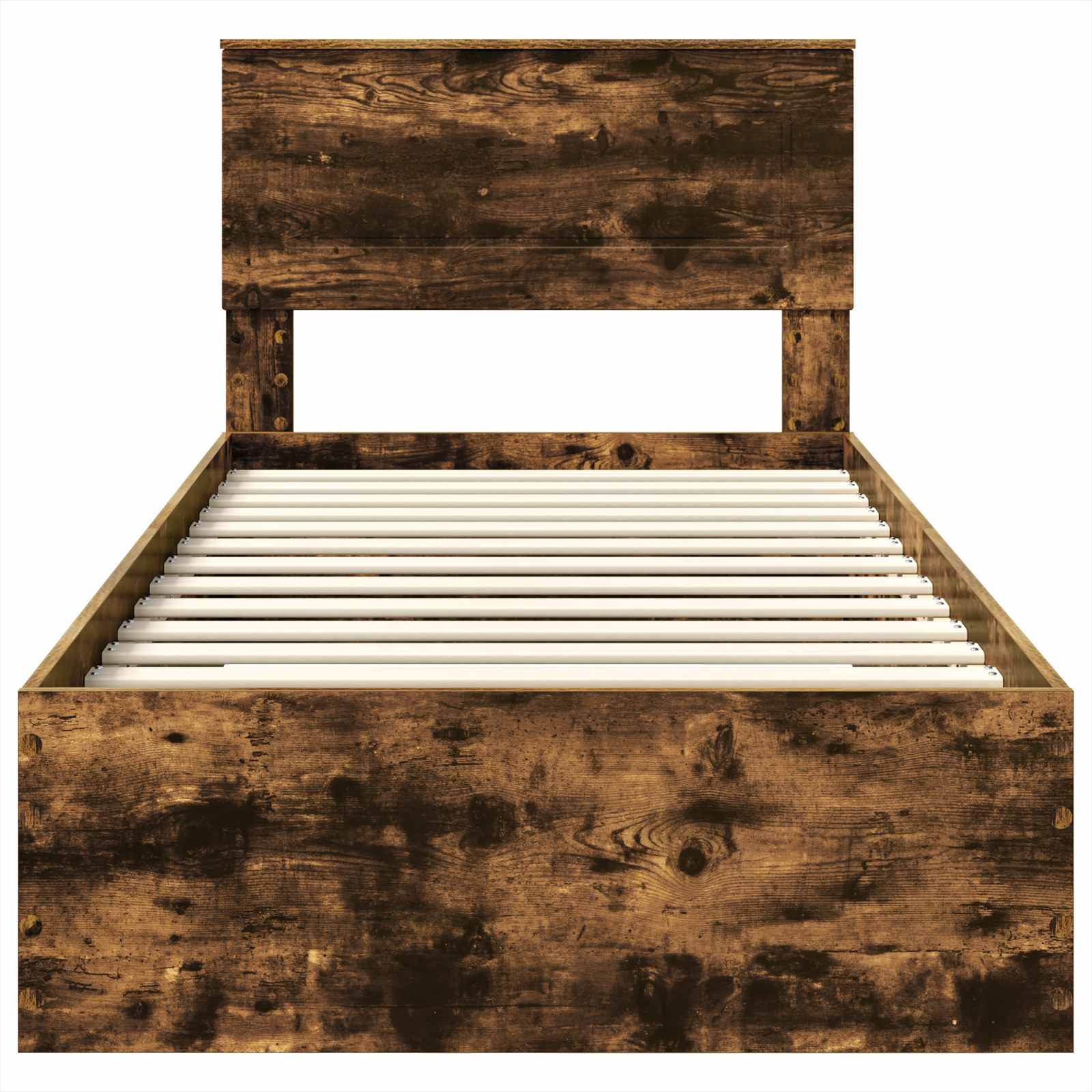 Bedframe met hoofdeinde Gerookt eiken 100 x 200 cm Bewerkt hout is nu te koop bij PeponiXL, paradijselijk wonen!