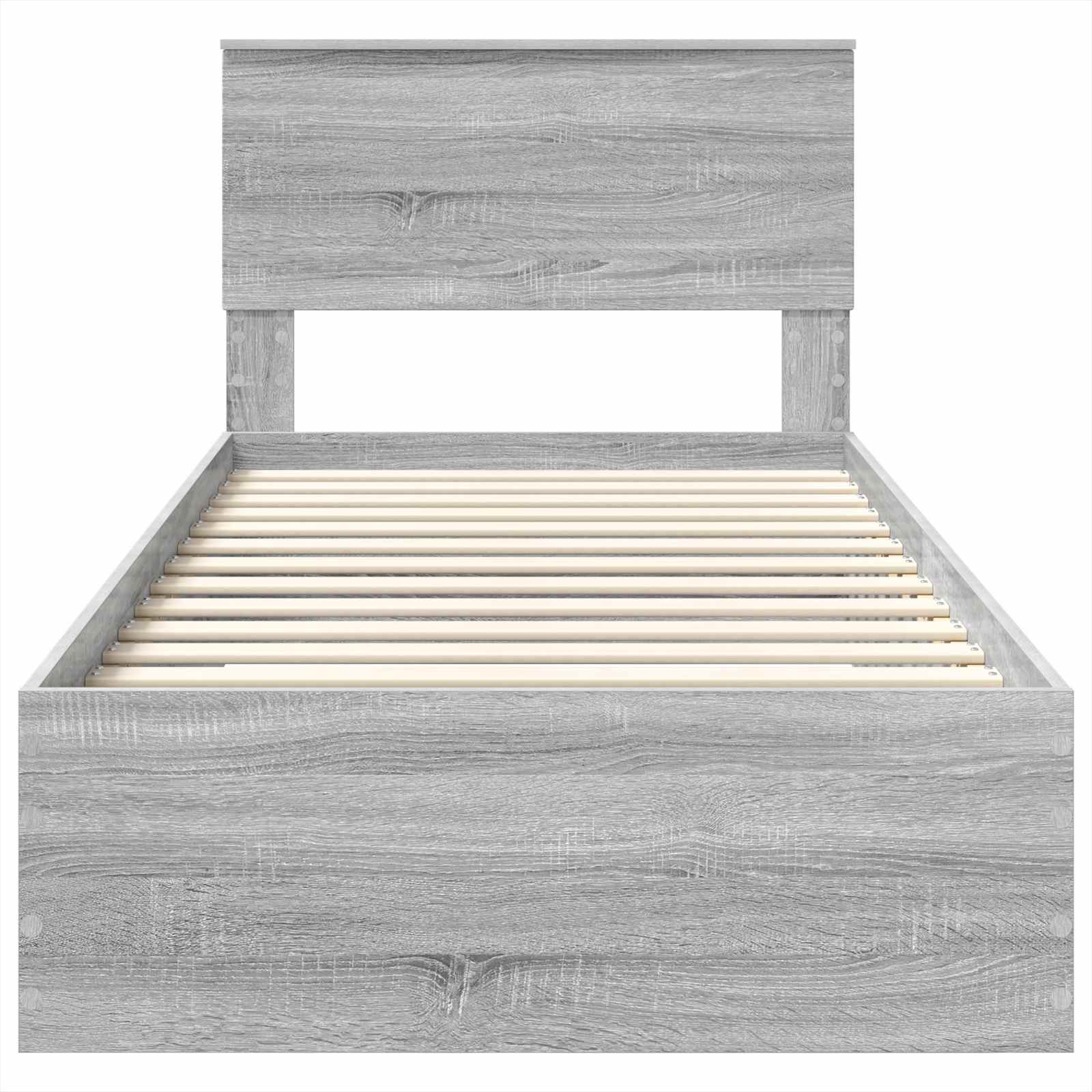 Bedframe met hoofdeinde Grijs Sonoma 100 x 200 cm Bewerkt hout is nu te koop bij PeponiXL, paradijselijk wonen!