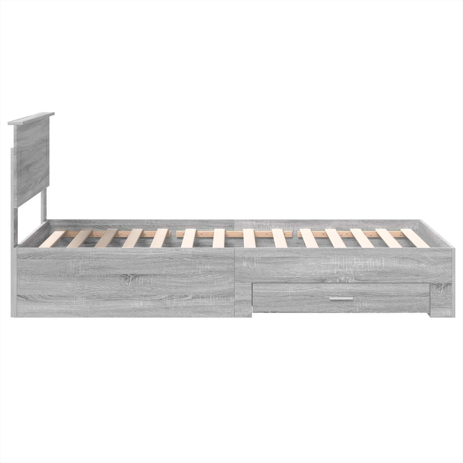 Bedframe met hoofdeinde Grijs Sonoma 100 x 200 cm Bewerkt hout is nu te koop bij PeponiXL, paradijselijk wonen!