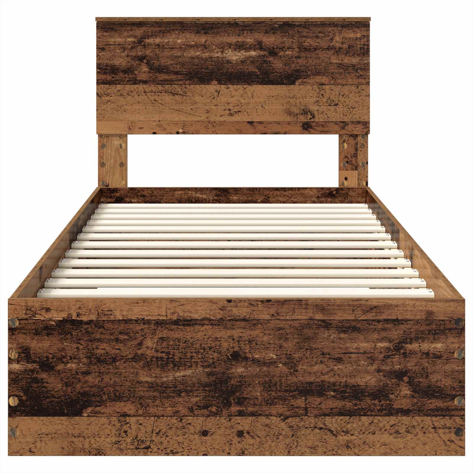 Bedframe met hoofdeinde Oudhout 100 x 200 cm Bewerkt hout is nu te koop bij PeponiXL, paradijselijk wonen!