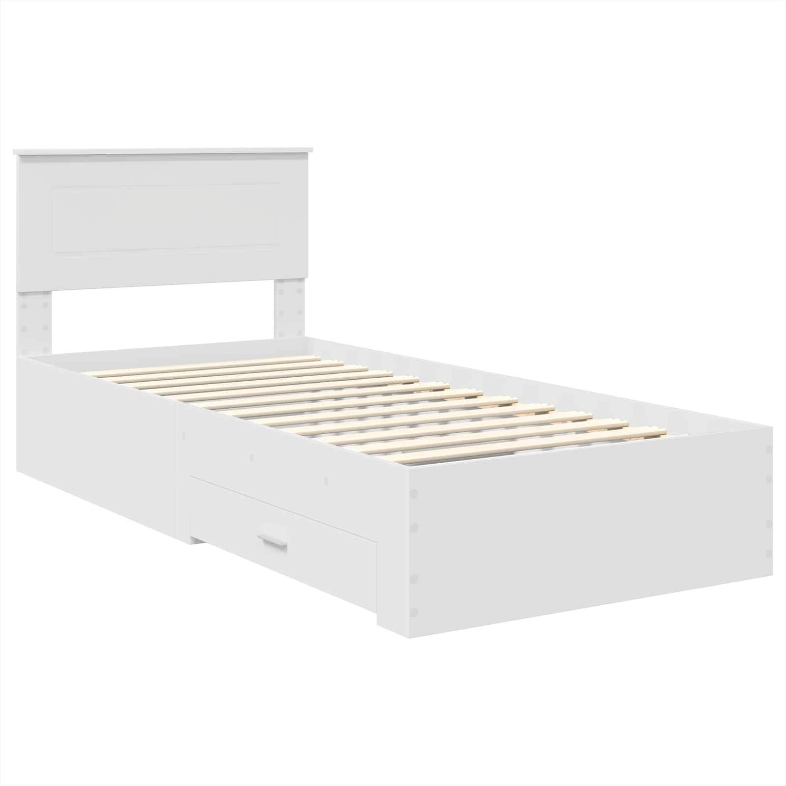Bedframe met hoofdeinde met lade Wit 90 x 190 cm Bewerkt hout is nu te koop bij PeponiXL, paradijselijk wonen!