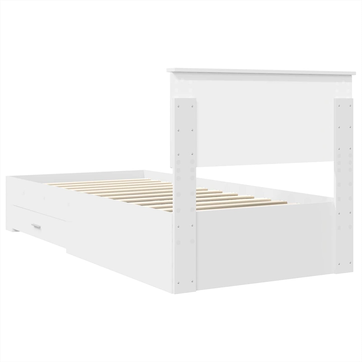 Bedframe met hoofdeinde met lade Wit 90 x 190 cm Bewerkt hout is nu te koop bij PeponiXL, paradijselijk wonen!