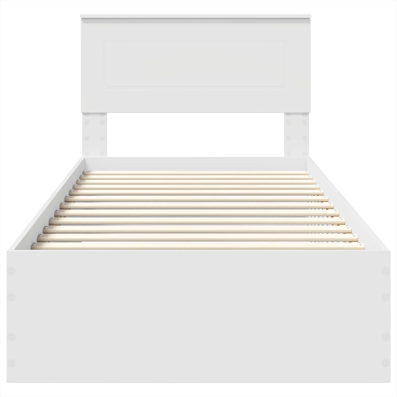 Bedframe met hoofdeinde met lade Wit 90 x 190 cm Bewerkt hout is nu te koop bij PeponiXL, paradijselijk wonen!
