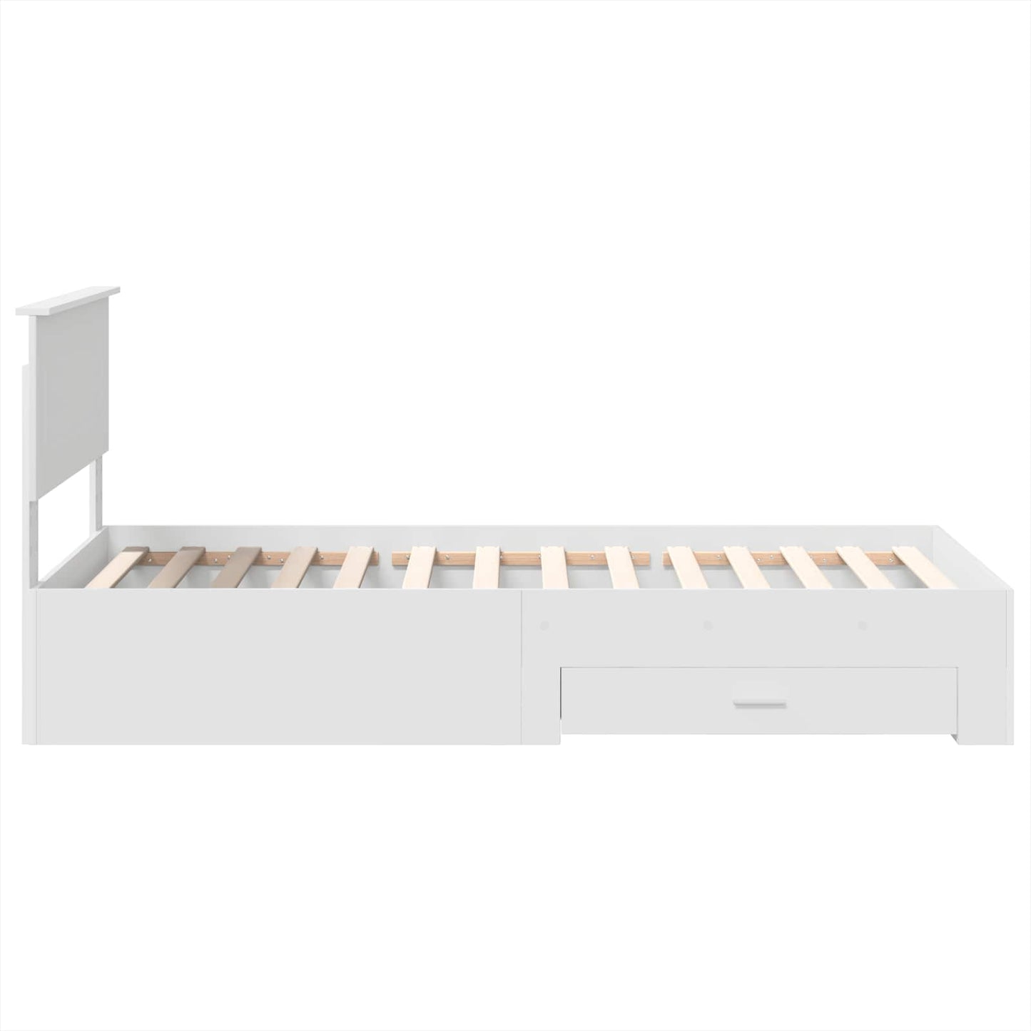 Bedframe met hoofdeinde met lade Wit 90 x 190 cm Bewerkt hout is nu te koop bij PeponiXL, paradijselijk wonen!