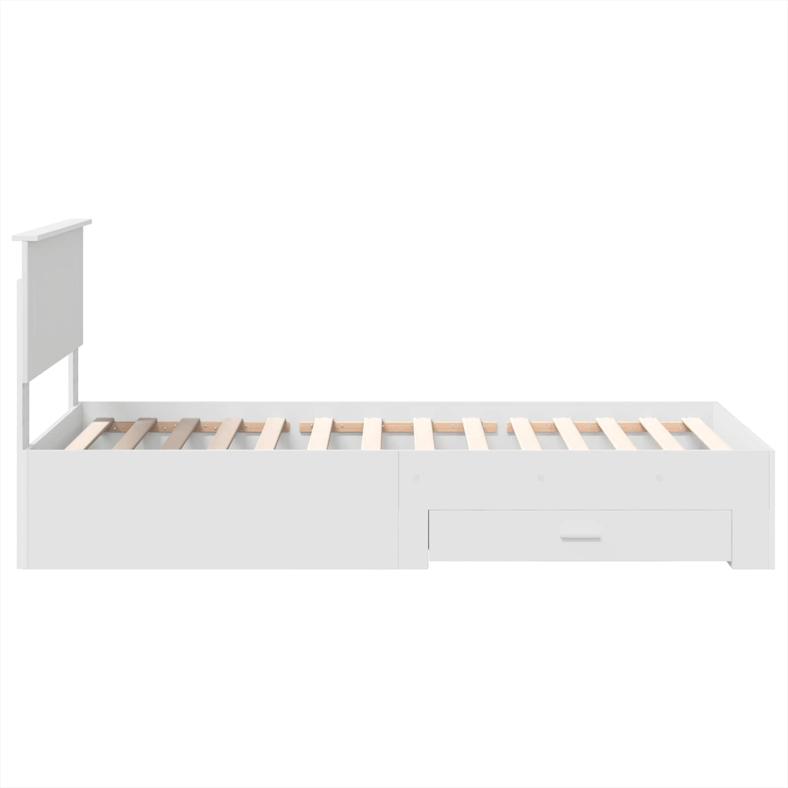 Bedframe met hoofdeinde met lade Wit 90 x 190 cm Bewerkt hout is nu te koop bij PeponiXL, paradijselijk wonen!