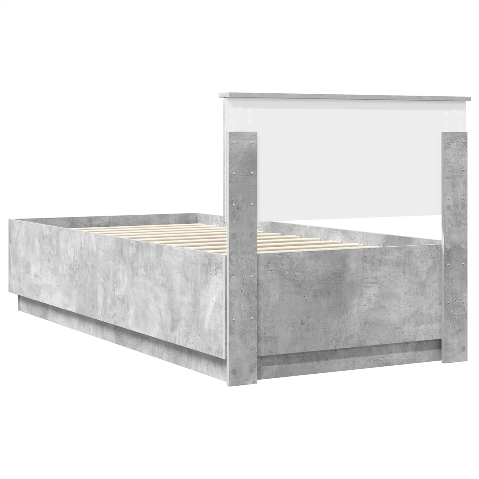 Bedframe met hoofdeinde Beton Grijs 90 x 190 cm Bewerkt hout is nu te koop bij PeponiXL, paradijselijk wonen!