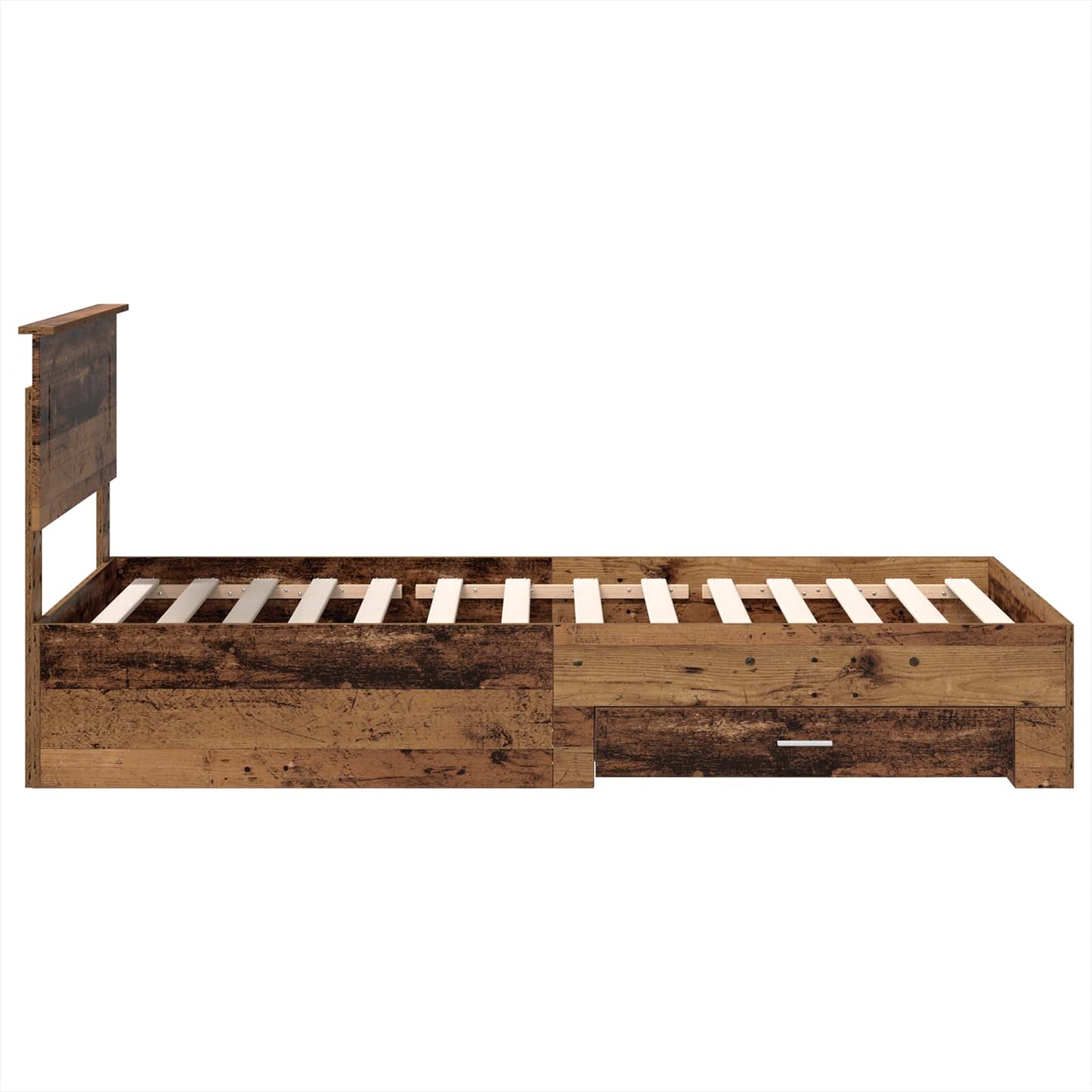 Bedframe met hoofdeinde Oudhout 90 x 190 cm Bewerkt hout is nu te koop bij PeponiXL, paradijselijk wonen!