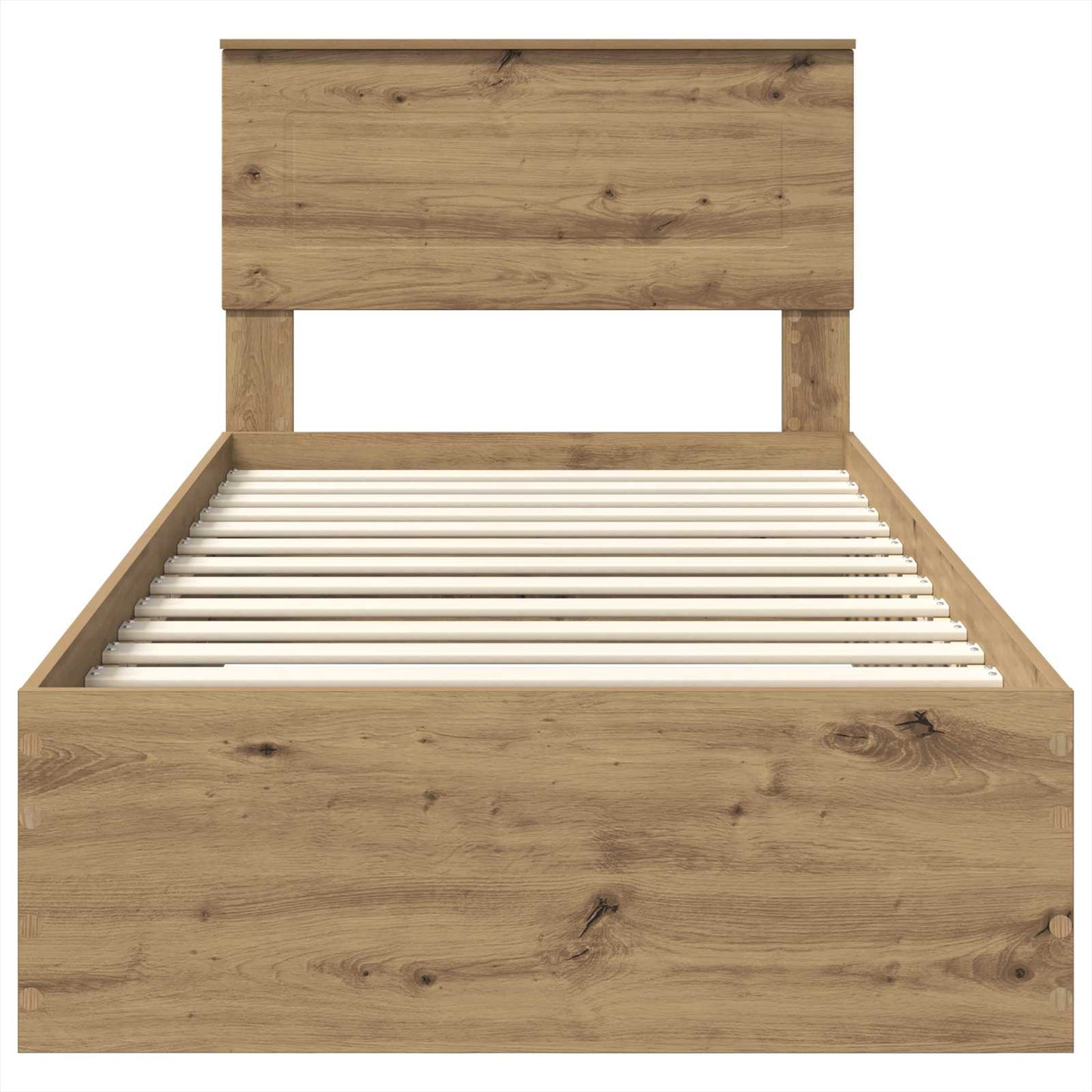 Bedframe met hoofdeinde Artisan Eiken 90 x 190 cm Bewerkt hout is nu te koop bij PeponiXL, paradijselijk wonen!
