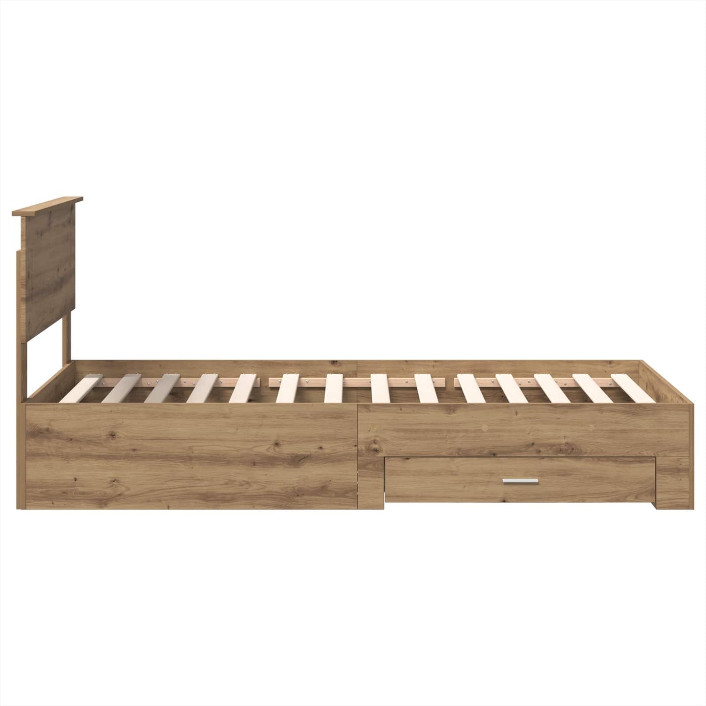 Bedframe met hoofdeinde Artisan Eiken 90 x 190 cm Bewerkt hout is nu te koop bij PeponiXL, paradijselijk wonen!