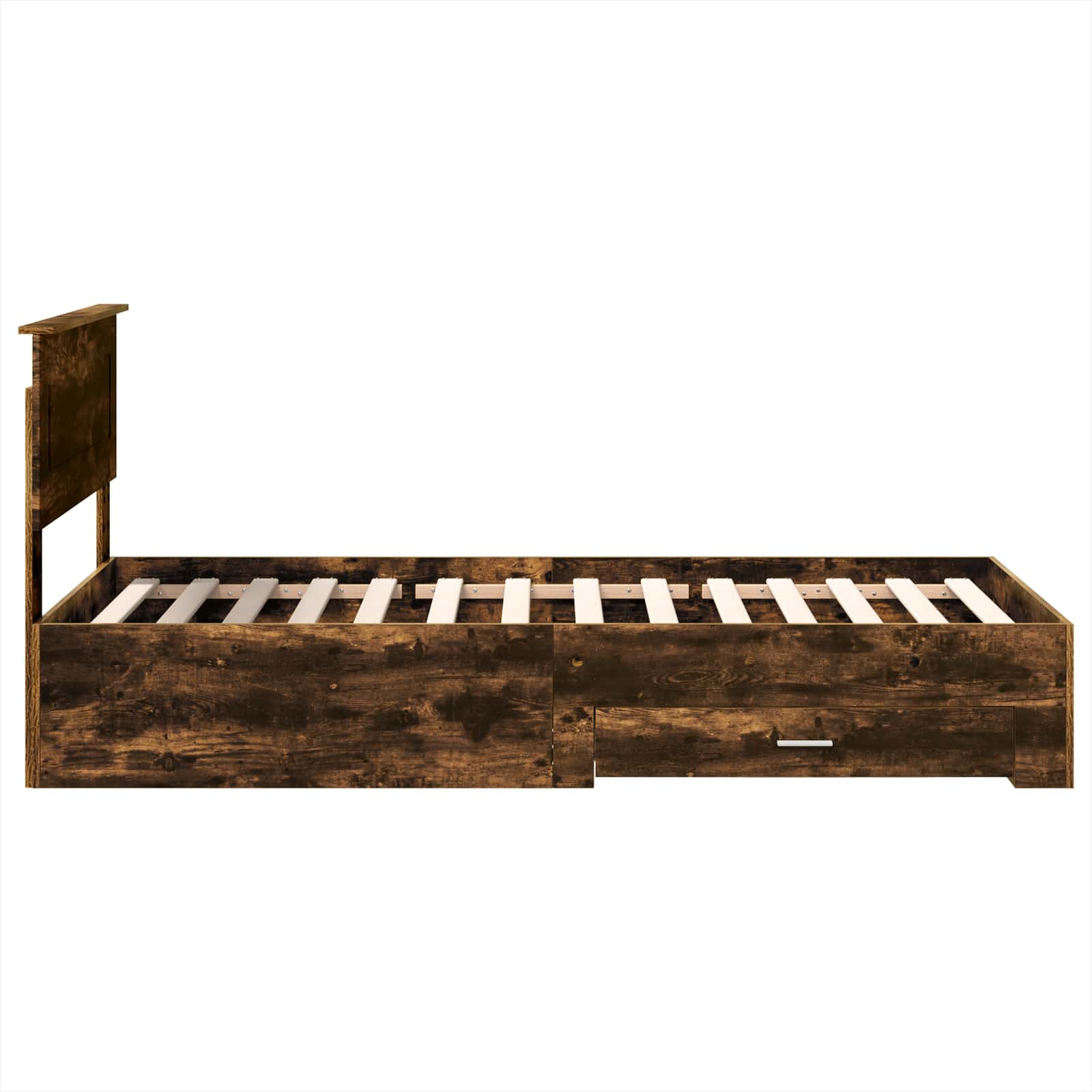 Bedframe met hoofdeinde Gerookt eiken 90 x 200 cm Bewerkt hout is nu te koop bij PeponiXL, paradijselijk wonen!
