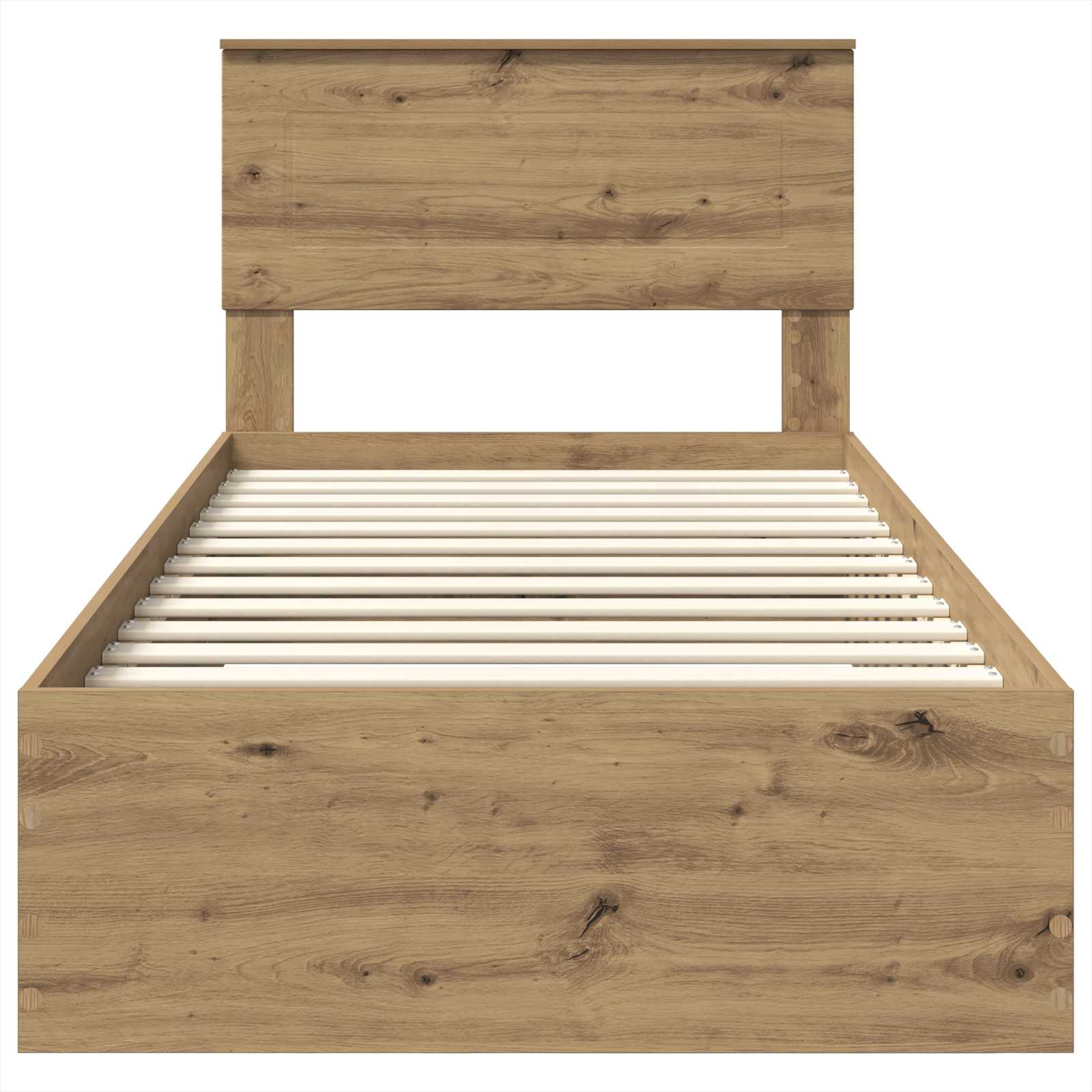Bedframe met hoofdeinde Artisan Eiken 90 x 200 cm Bewerkt hout is nu te koop bij PeponiXL, paradijselijk wonen!