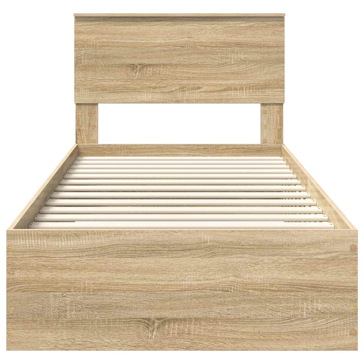 Bedframe Sonoma Eiken en Zilver 75 x 190 cm Bewerkt hout is nu te koop bij PeponiXL, paradijselijk wonen!