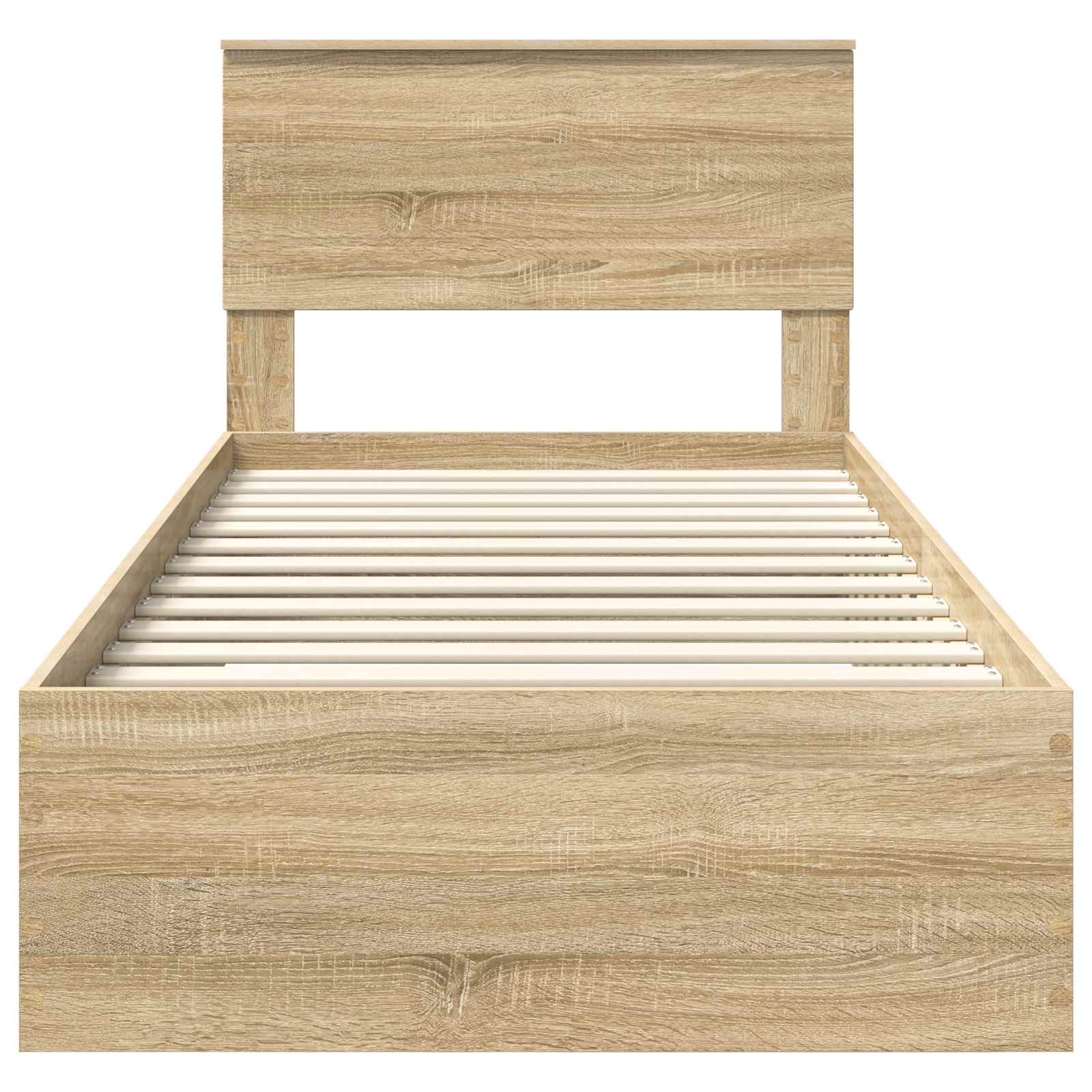 Bedframe Sonoma Eiken en Zilver 75 x 190 cm Bewerkt hout is nu te koop bij PeponiXL, paradijselijk wonen!