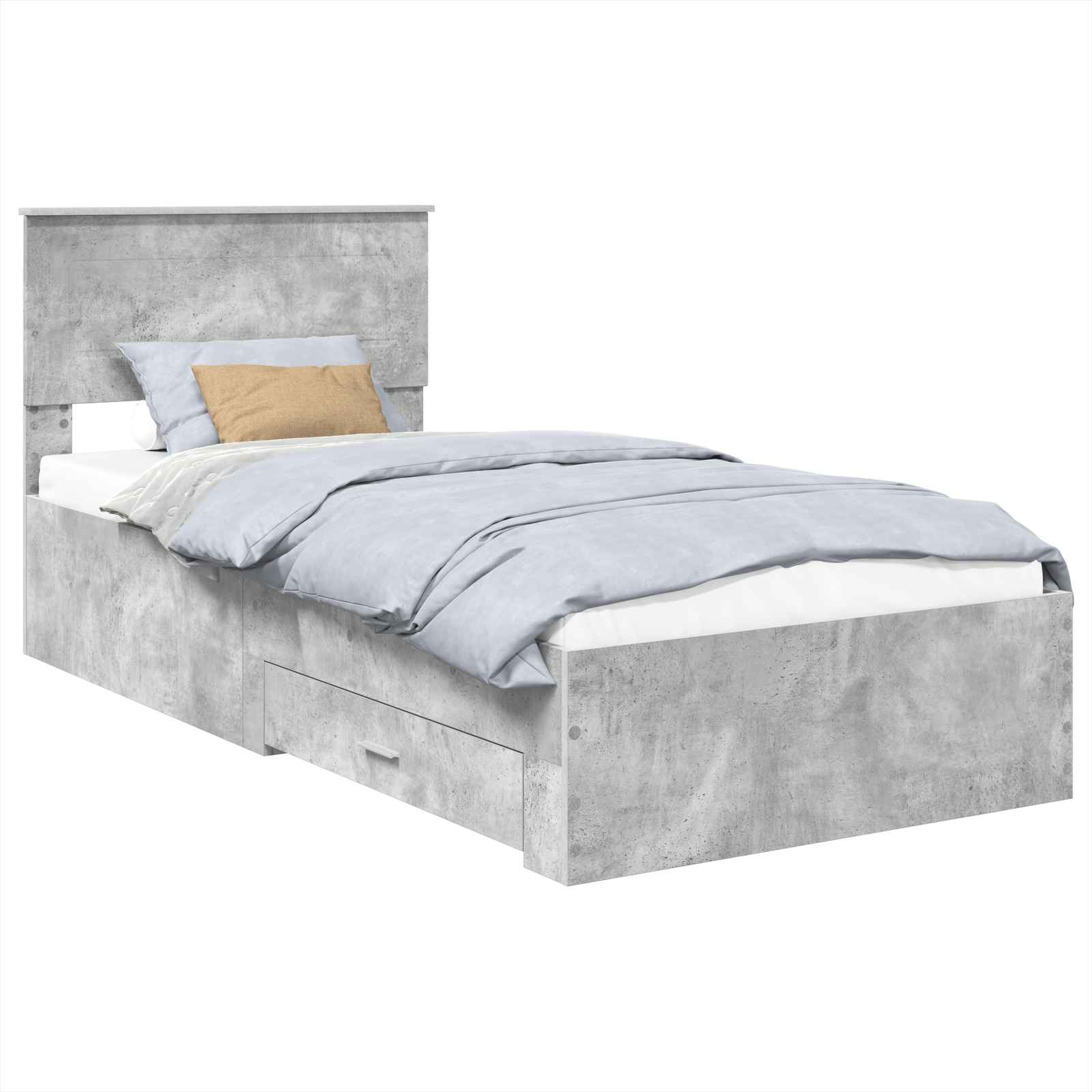 Bedframe Beton Grijs en Zilver 75 x 190 cm Bewerkt hout is nu te koop bij PeponiXL, paradijselijk wonen!