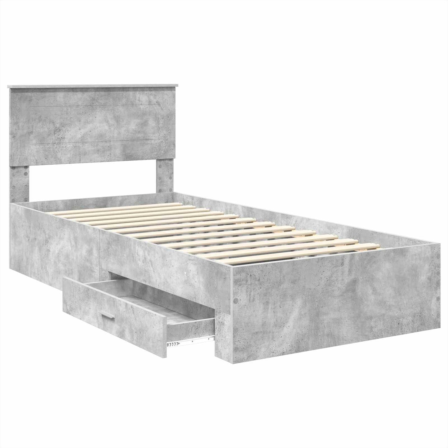 Bedframe Beton Grijs en Zilver 75 x 190 cm Bewerkt hout is nu te koop bij PeponiXL, paradijselijk wonen!