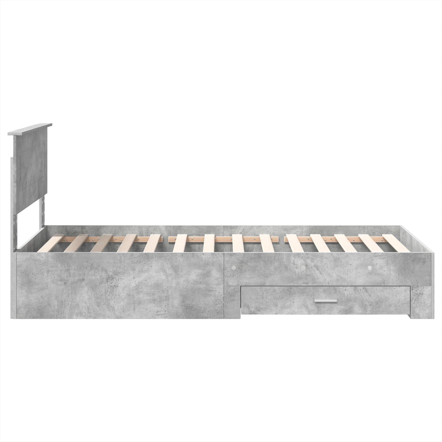 Bedframe Beton Grijs en Zilver 75 x 190 cm Bewerkt hout is nu te koop bij PeponiXL, paradijselijk wonen!