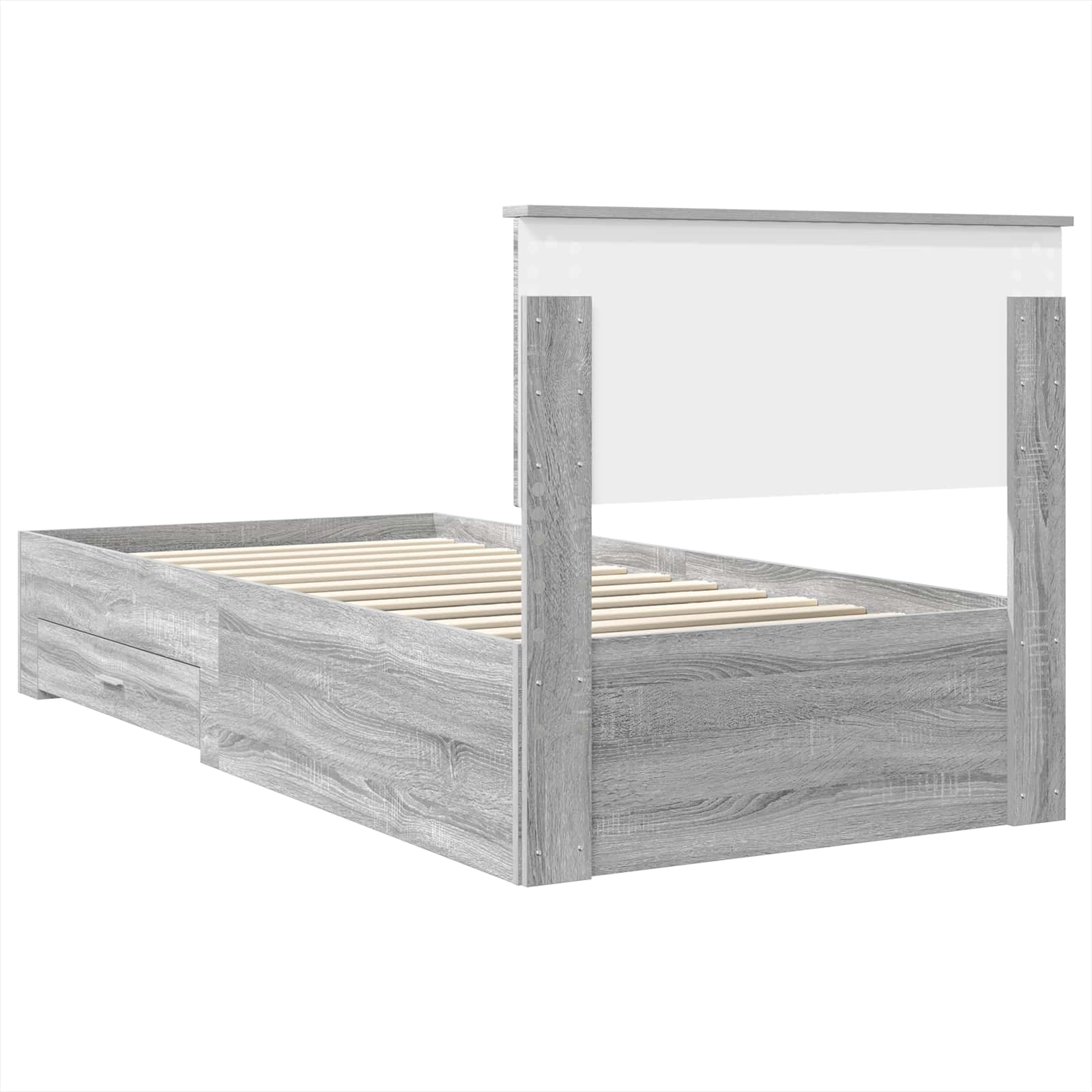 Bedframe Grijs Sonoma en Zilver 75 x 190 cm Bewerkt hout is nu te koop bij PeponiXL, paradijselijk wonen!