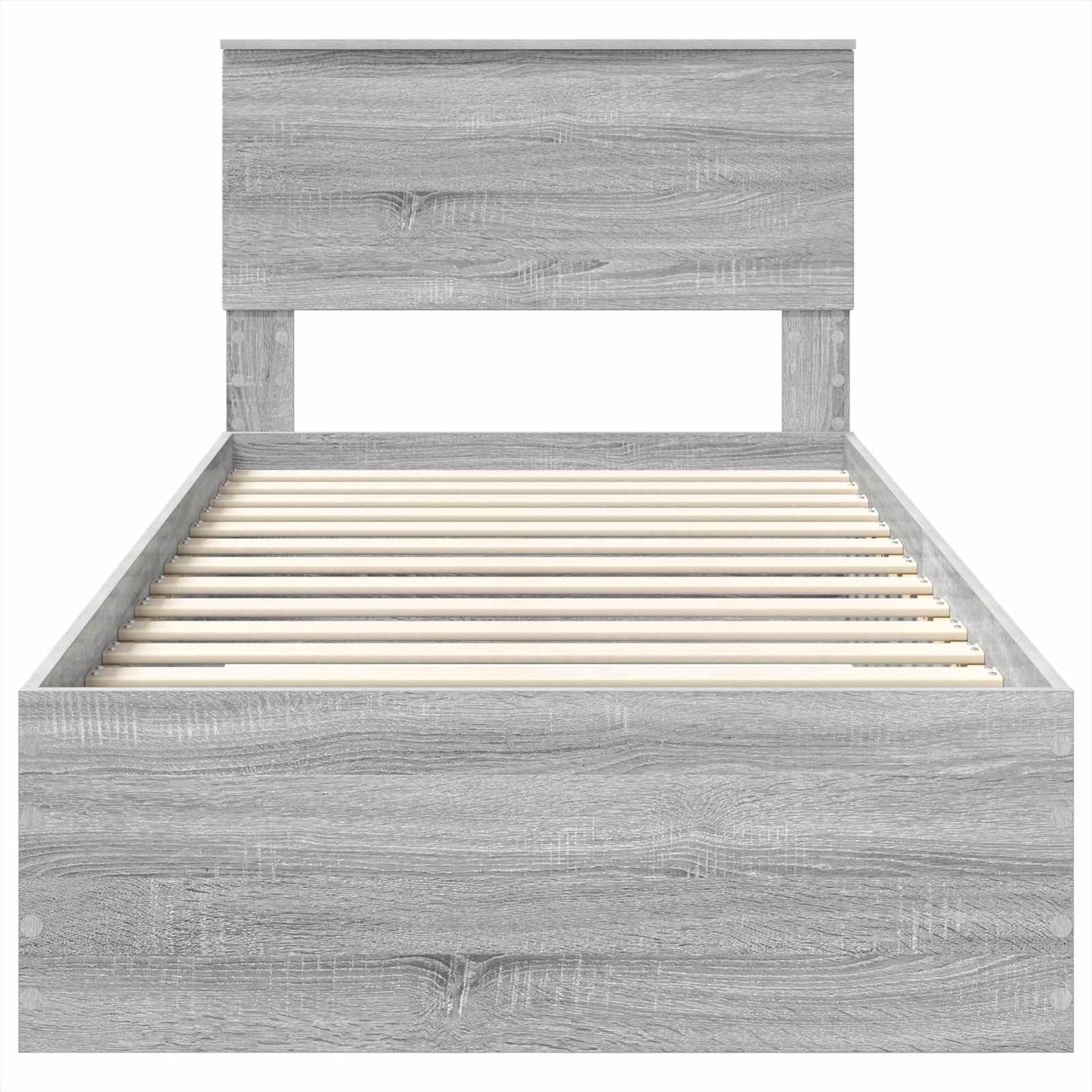 Bedframe Grijs Sonoma en Zilver 75 x 190 cm Bewerkt hout is nu te koop bij PeponiXL, paradijselijk wonen!