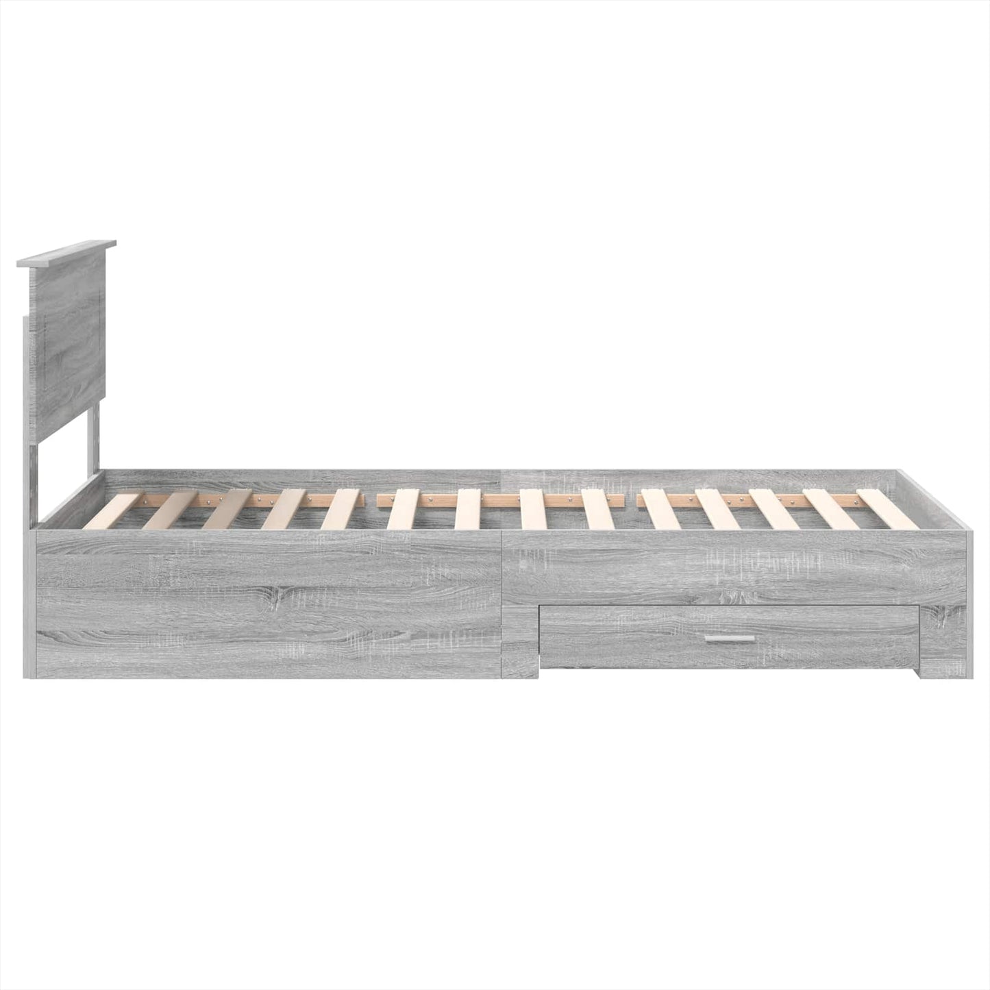 Bedframe Grijs Sonoma en Zilver 75 x 190 cm Bewerkt hout is nu te koop bij PeponiXL, paradijselijk wonen!